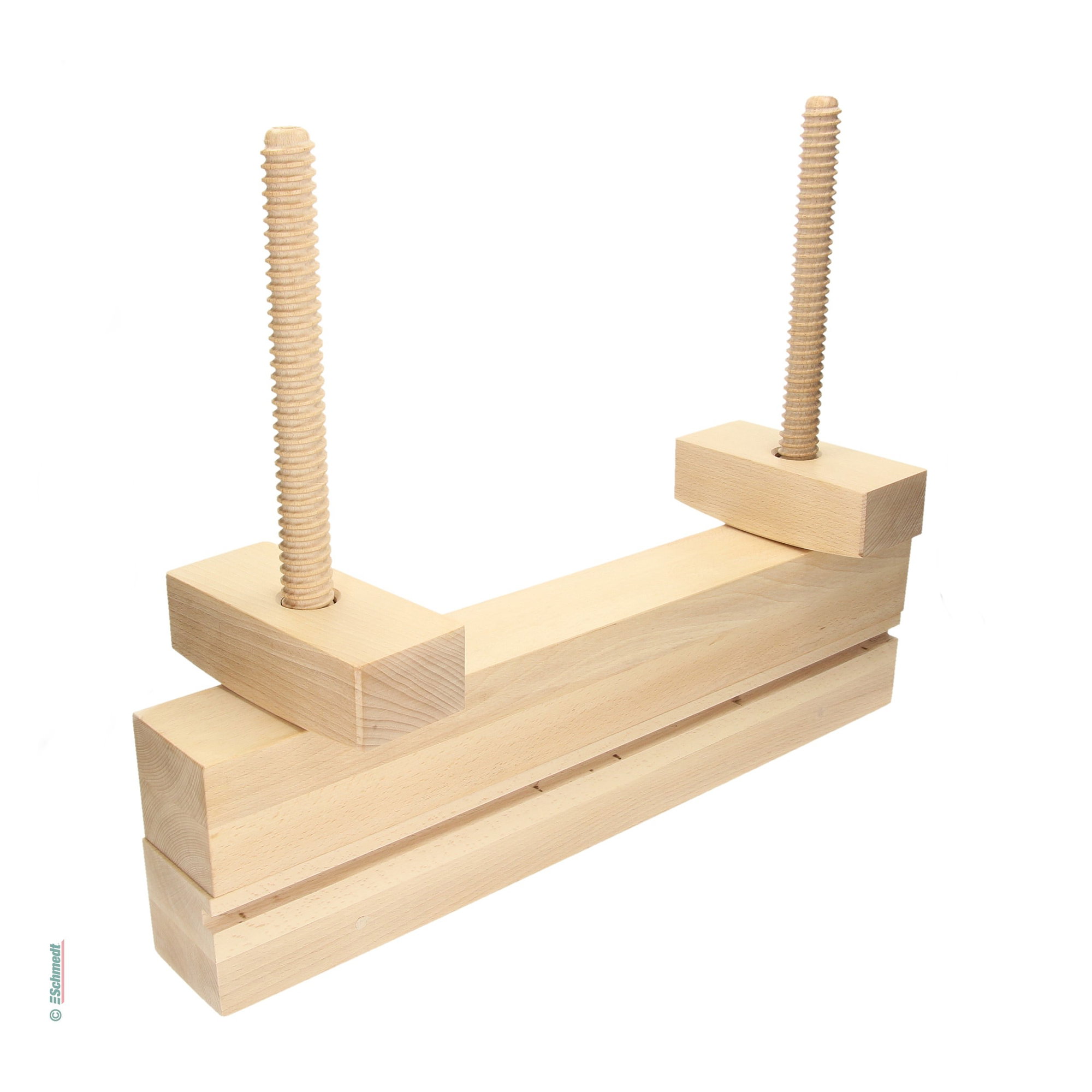 Prensa manual de encuadernación - con husos de madera  de aprox. 55 cm de largo - para fijar cuerpos de libro para trabajos posteriores de e...