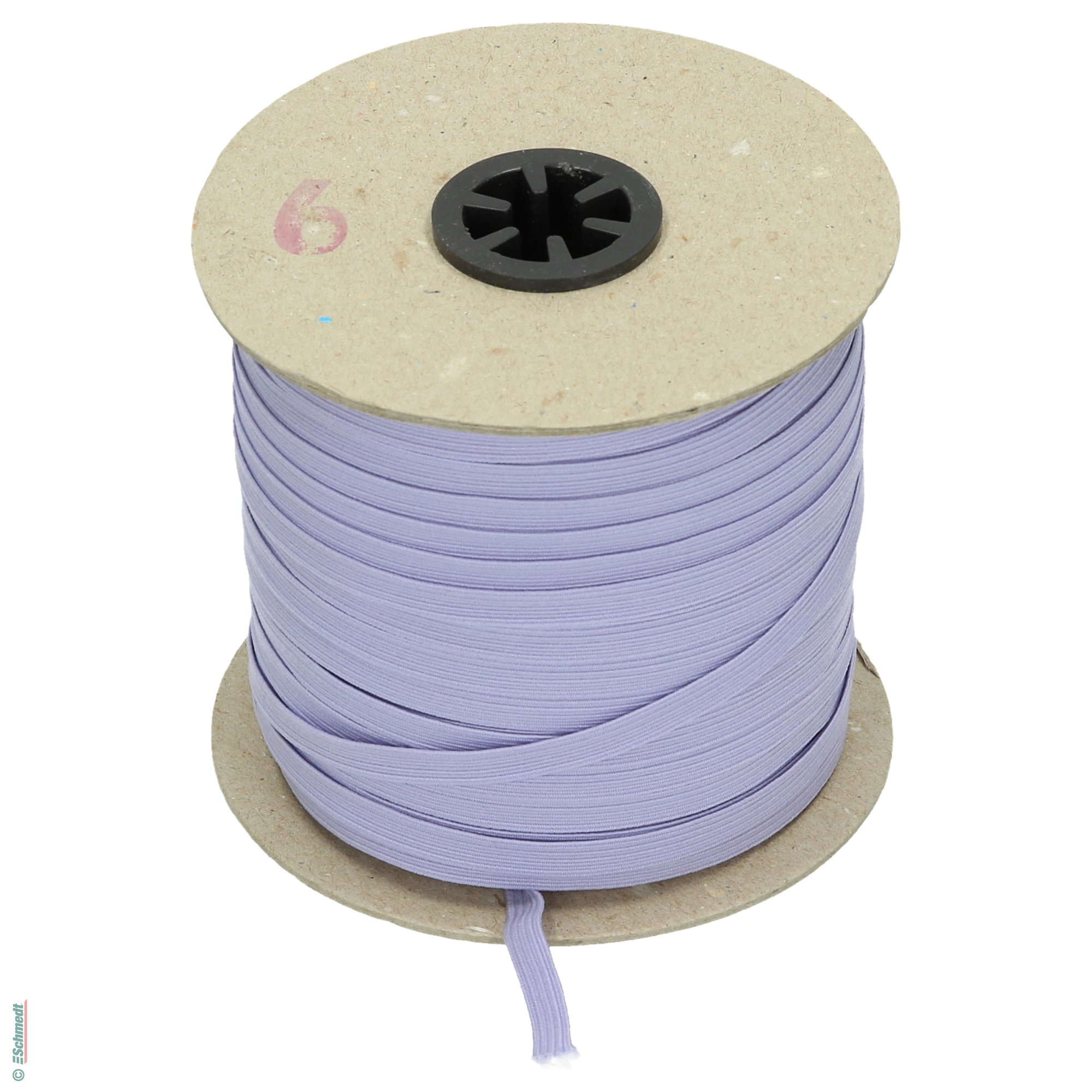 Ruban plat en caoutchouc, élastique • env. 7 mm de large - Couleur 015 - lilas - Longueur des rlx (en m) 10 - Peut aussi être équipée de gou...