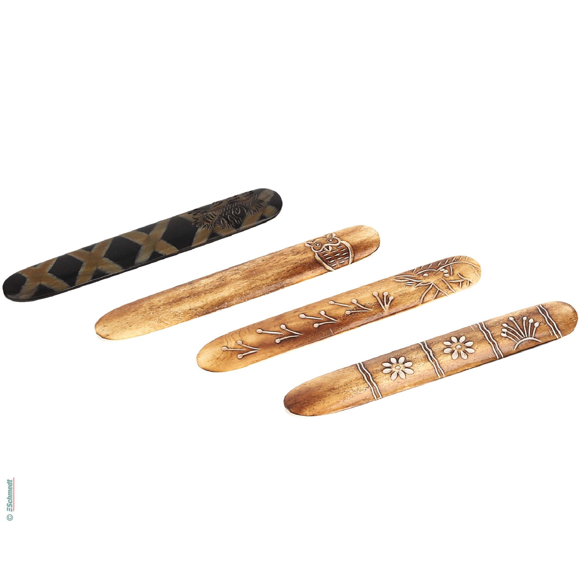 Bonefolder, rounded, with ornaments - both ends rounded, Length: 16 cm - essential tool for bookbinders and conservators for making strong s...