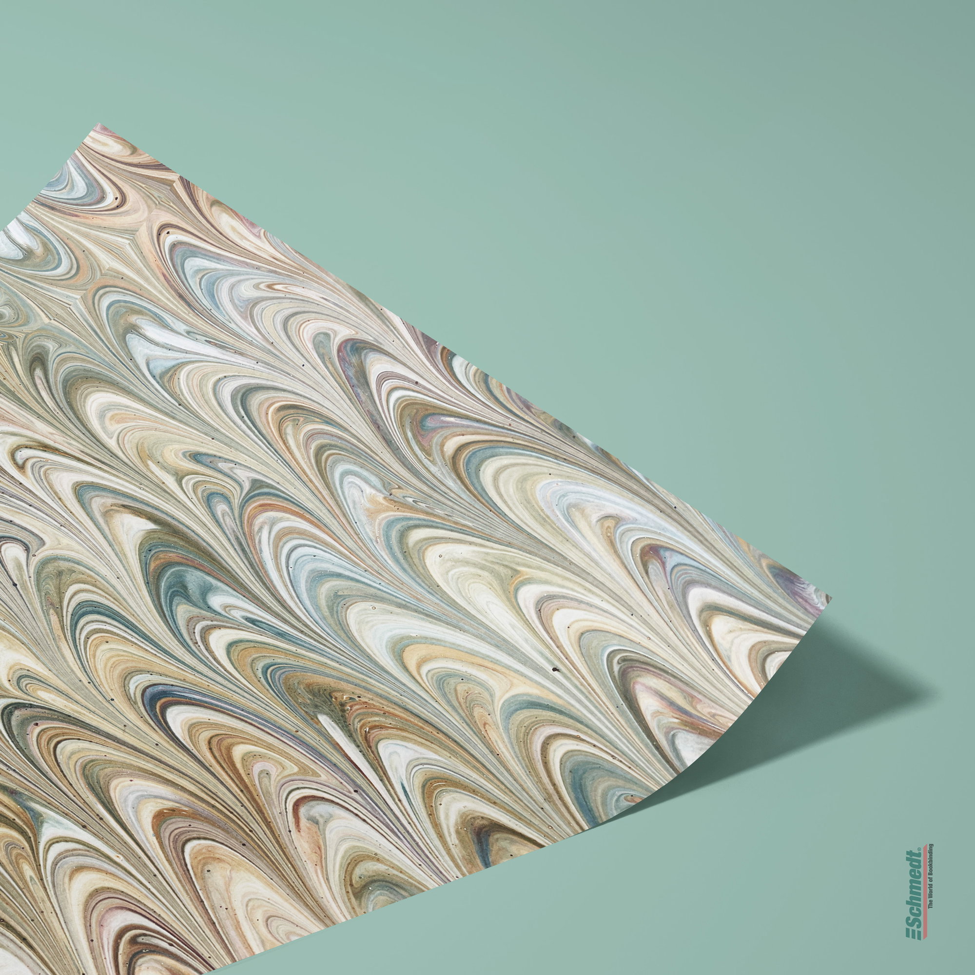 Genuine French marbled paper - Colour 055 - green/brown - Format 65 x 50 cm (SG)... - image-2