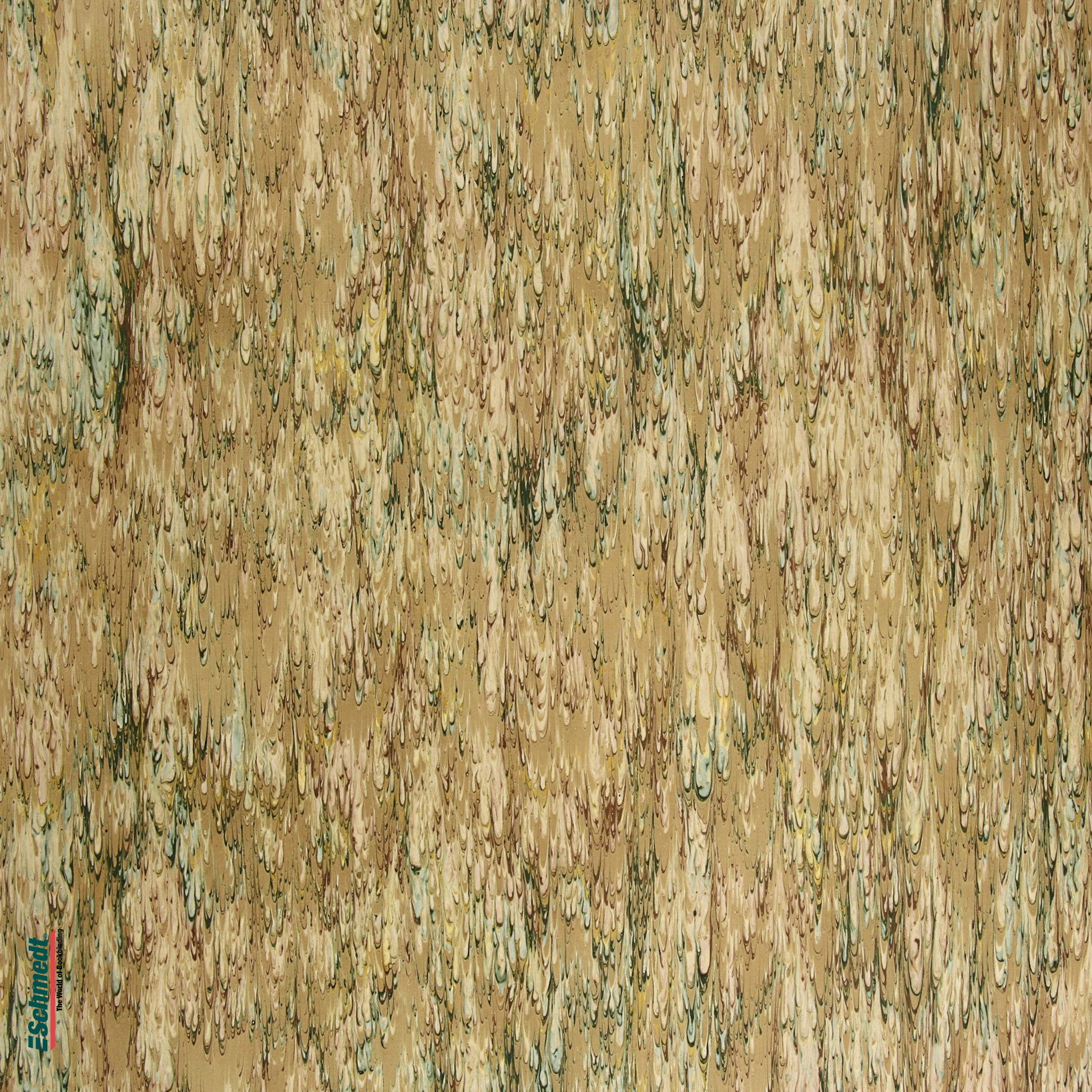 Genuine marbled paper Type "Comb" - Colour 509 - ocre - for book covers, boxes or crafts...