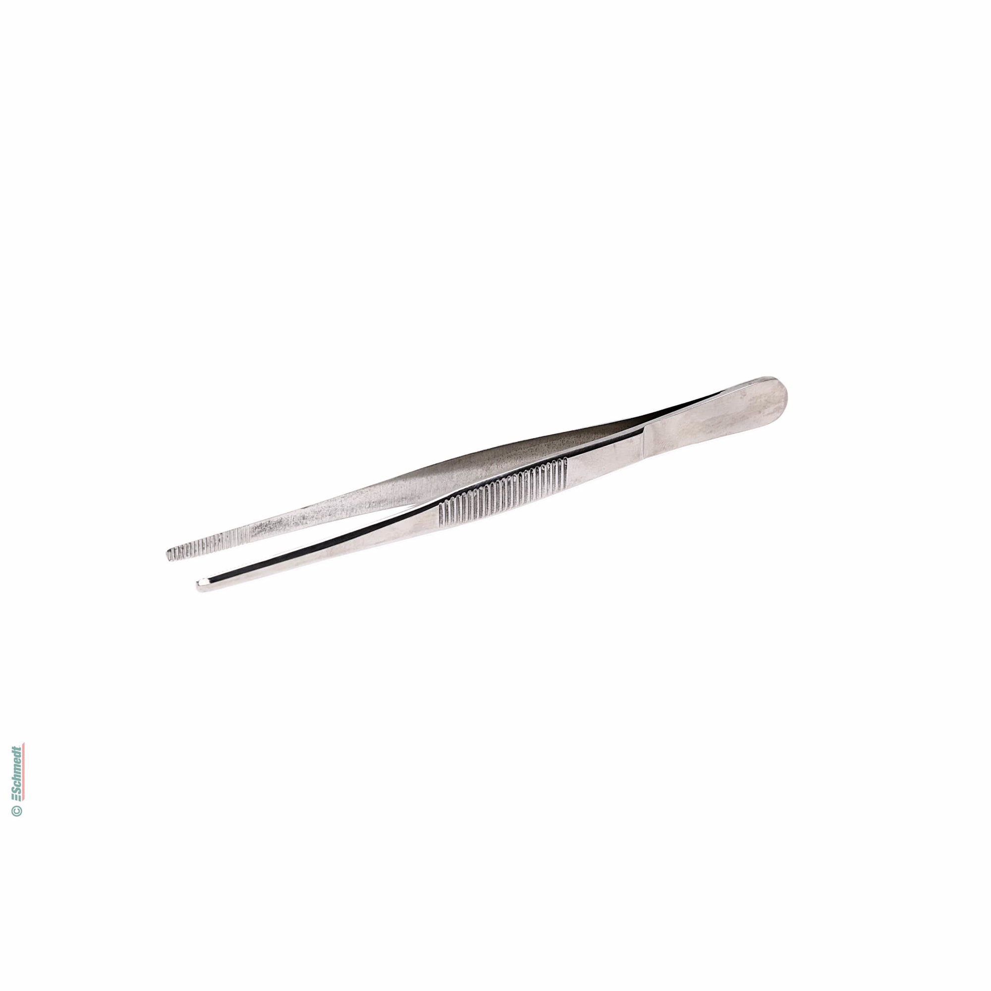 Tweezers, blunt - Material 18/10 steel (chrome nickel steel) - Total length (in mm) 130 - for precise replenishment, fitting, handling of sm...
