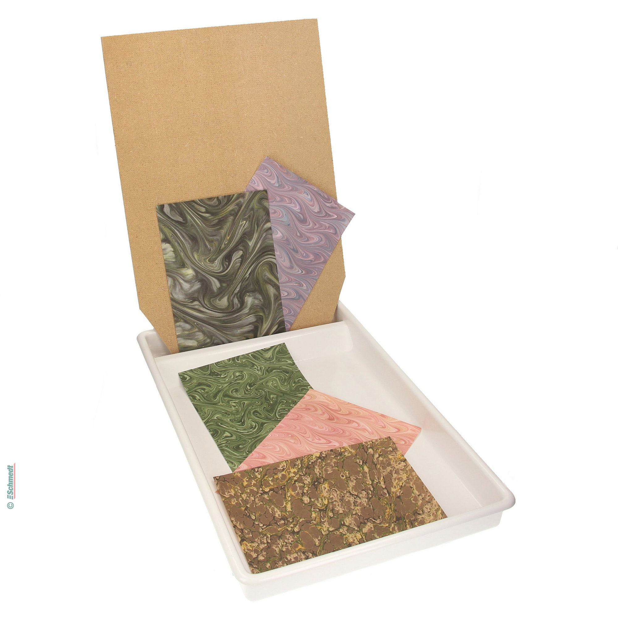 Bassine à marbrer - avec réservoir pour peinture utilisée - pour créér papiers marbrés...