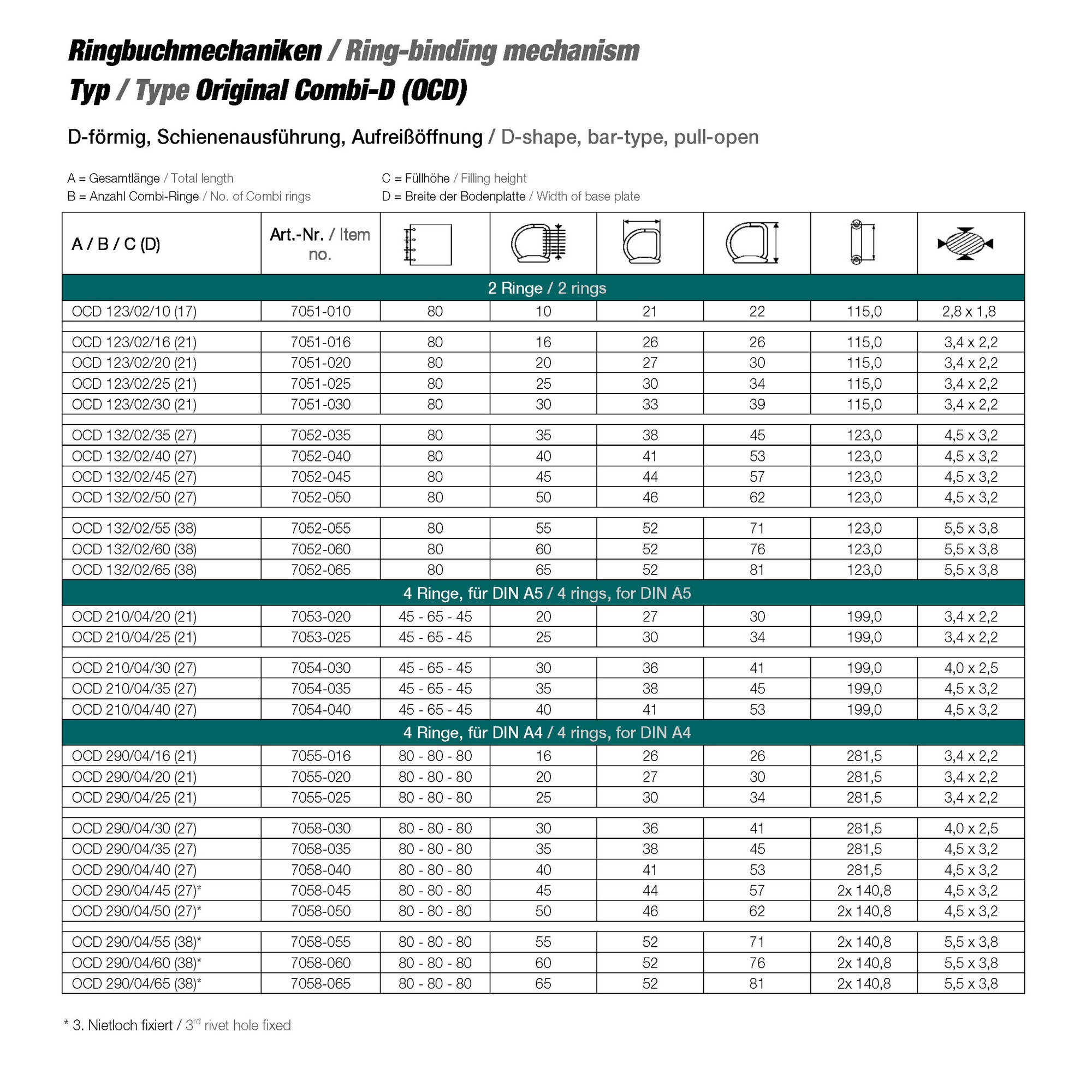 Original Combi D-Mechanik mit 2 Ringen - für Lochabstand 80 mm [A4] - Mechanik für die Herstellung von Ringbüchern und Ordnern.... - Bild-2