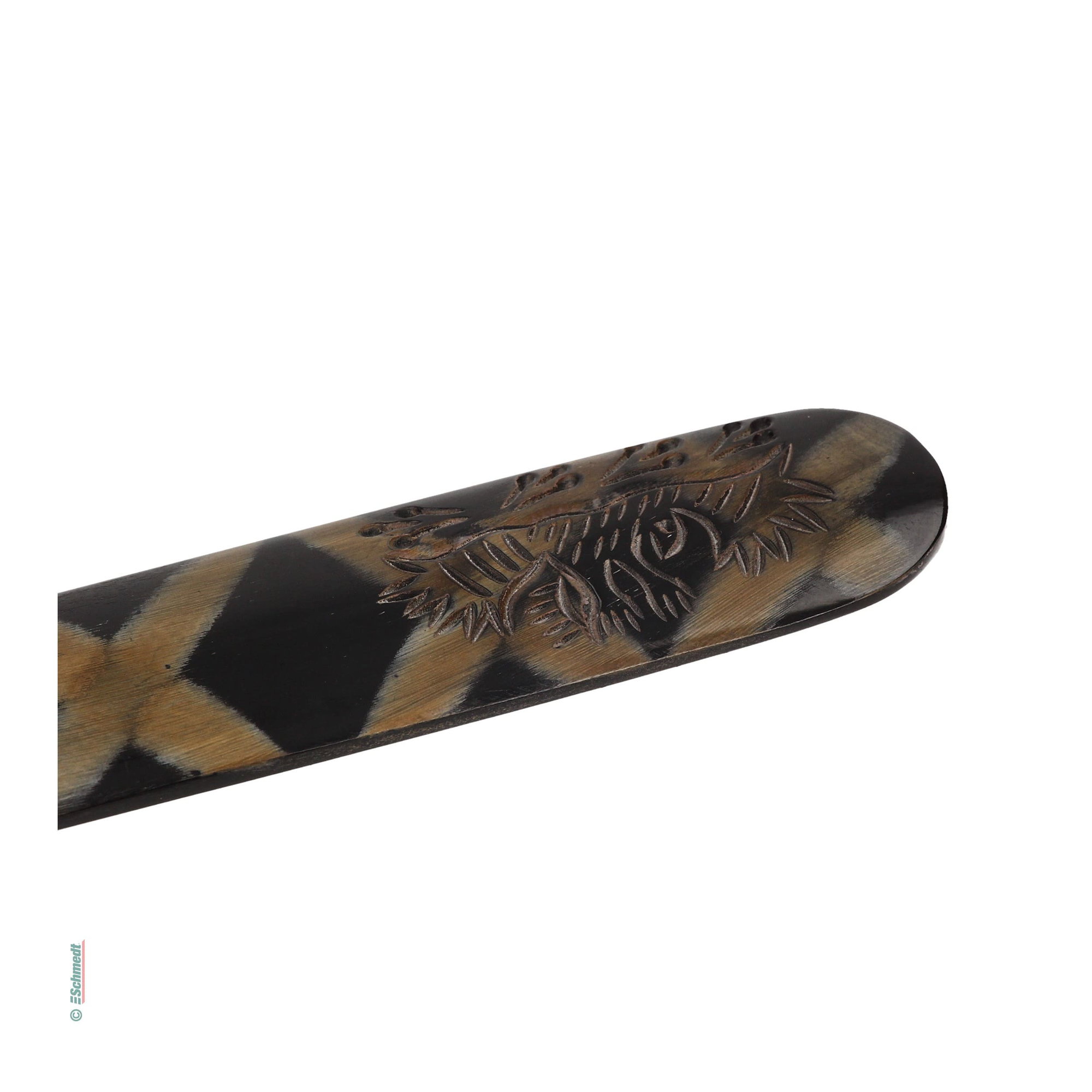 Bonefolder, rounded, with ornaments - Design 4 - black, grasses - essential tool for bookbinders and conservators for making strong sharp cr... - image-1