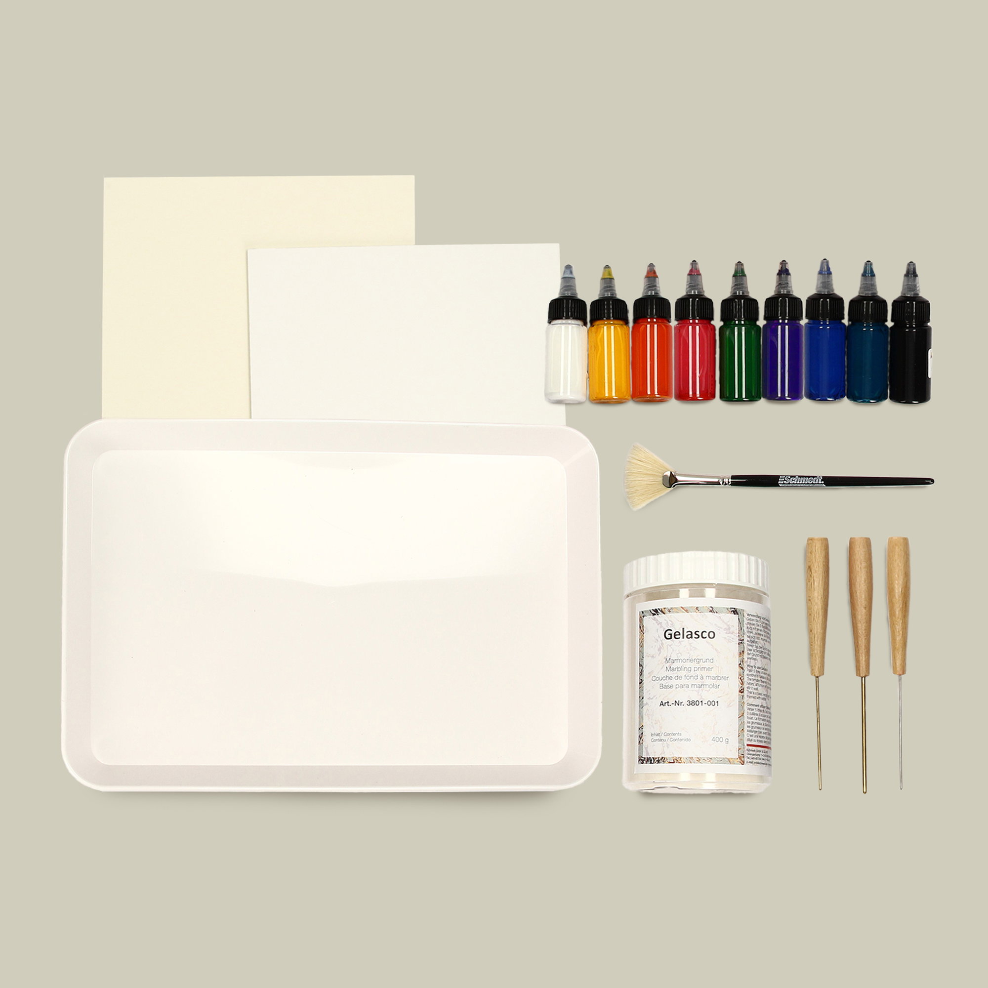 AscoColor Eco Basic - Jeu à marbrer - Kit créatif avec bac A4 et accessoires pour débutants - Contrairement aux peintures classiques à base ... - image-1