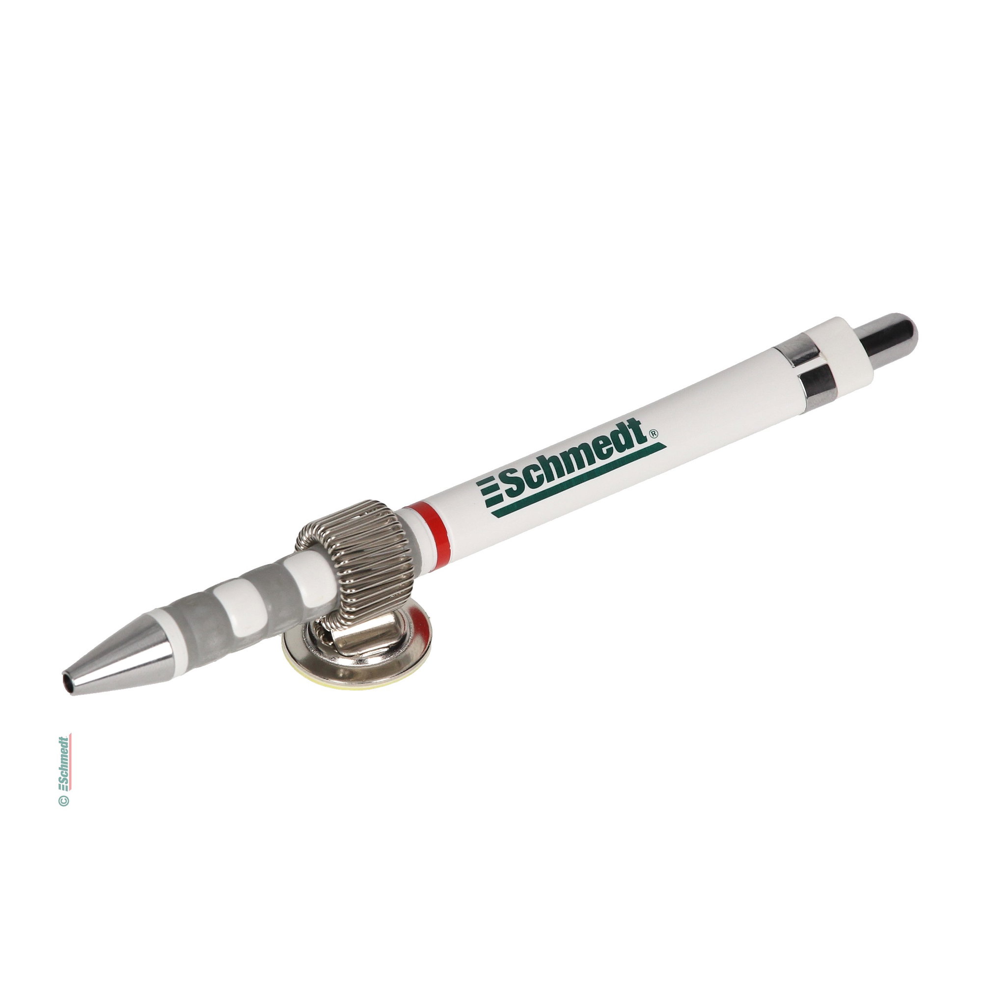 Fixateur pour stylos en métal, autocollant - avec bande élastique, nickelé, rond, Ø 20 mm - pour monter un stylo dans agendas, bloc-notes et... - image-2