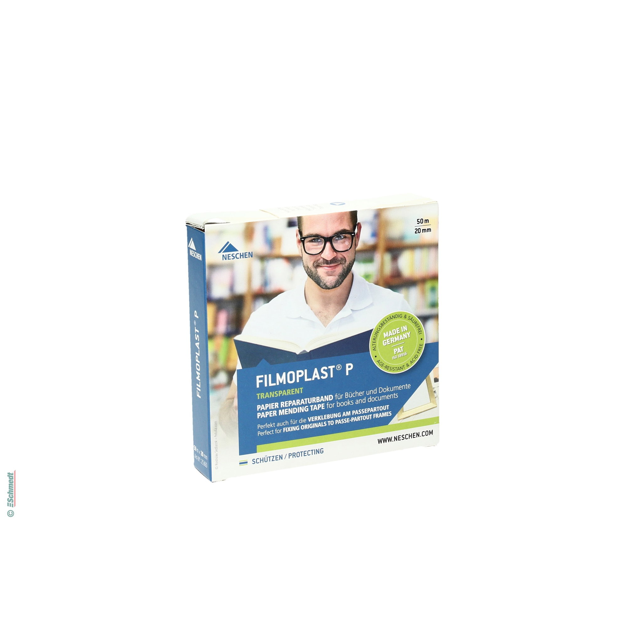 Filmoplast P - transparent - Largeur (en mm) 20 - Longueur de rouleau (en m) 50 - Version Rouleau en boîte distributrice - réparation de doc...