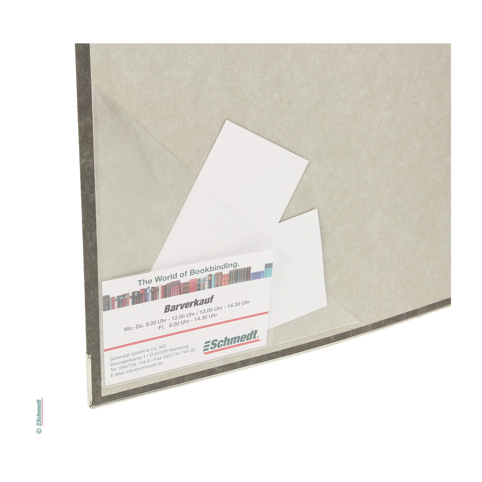 Bolsillos triangulares con bolsillo extra para tarjeta - de visita - de film transparente, lado trasero autoadhesivo - para fijar hojas suel... - imagen-2