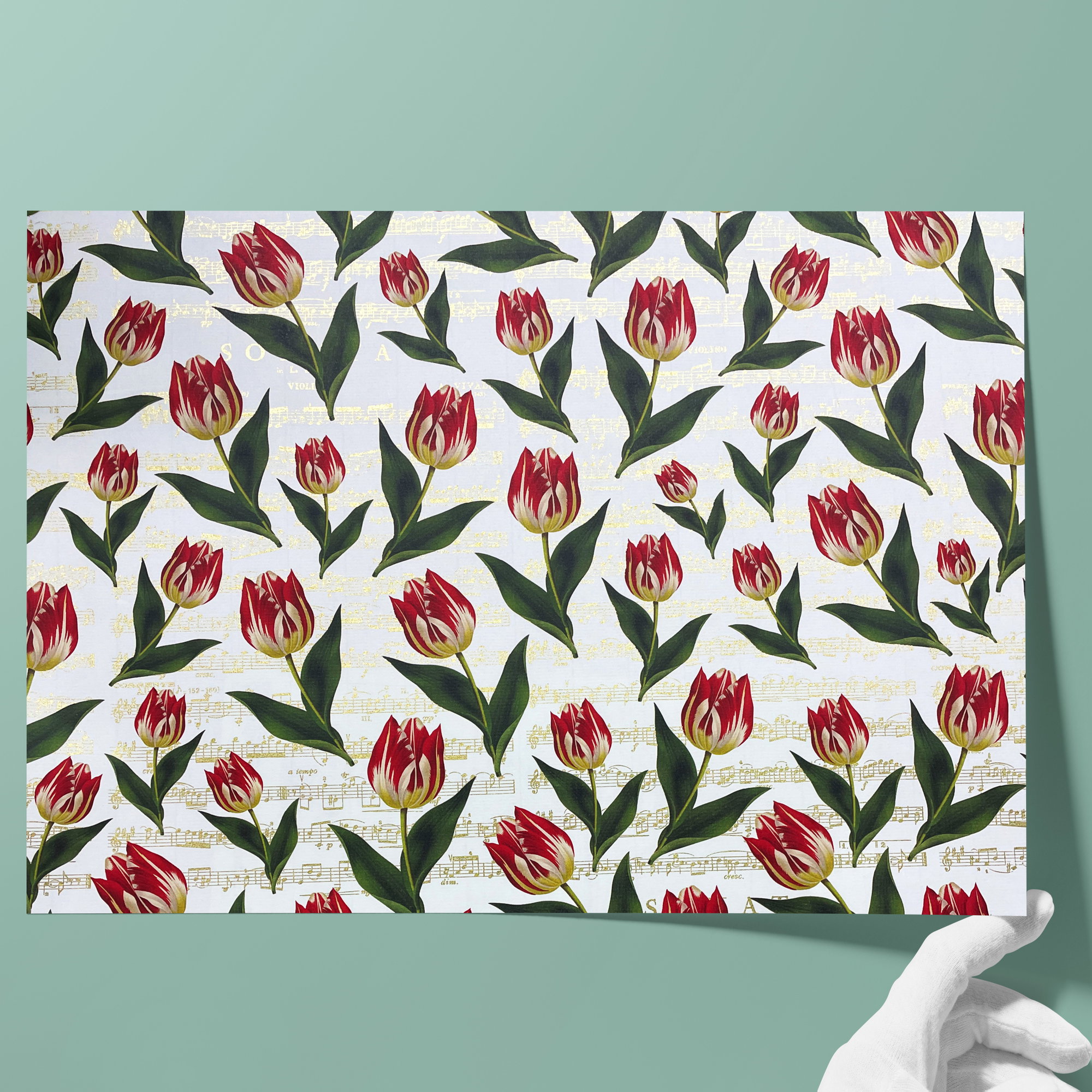 Florentiner-Papier, matt - Farbe 077 - Musische Tulpen - italienisches Buntpapier als Bezugspapier für Bücher, Schachteln und Boxen oder zum... - Bild-2