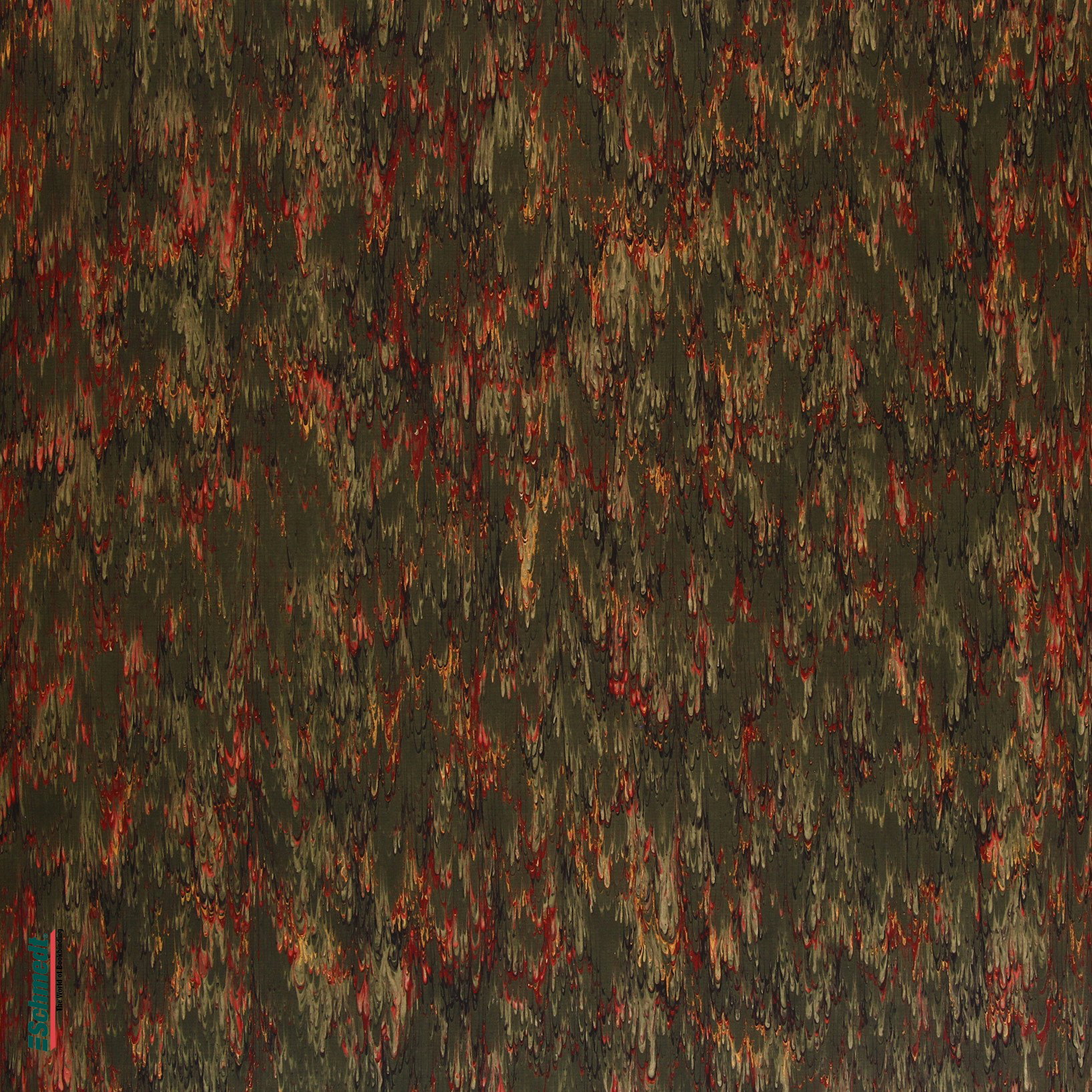 Genuine marbled paper Type "Comb" - Colour 512 - green - for book covers, boxes or crafts...