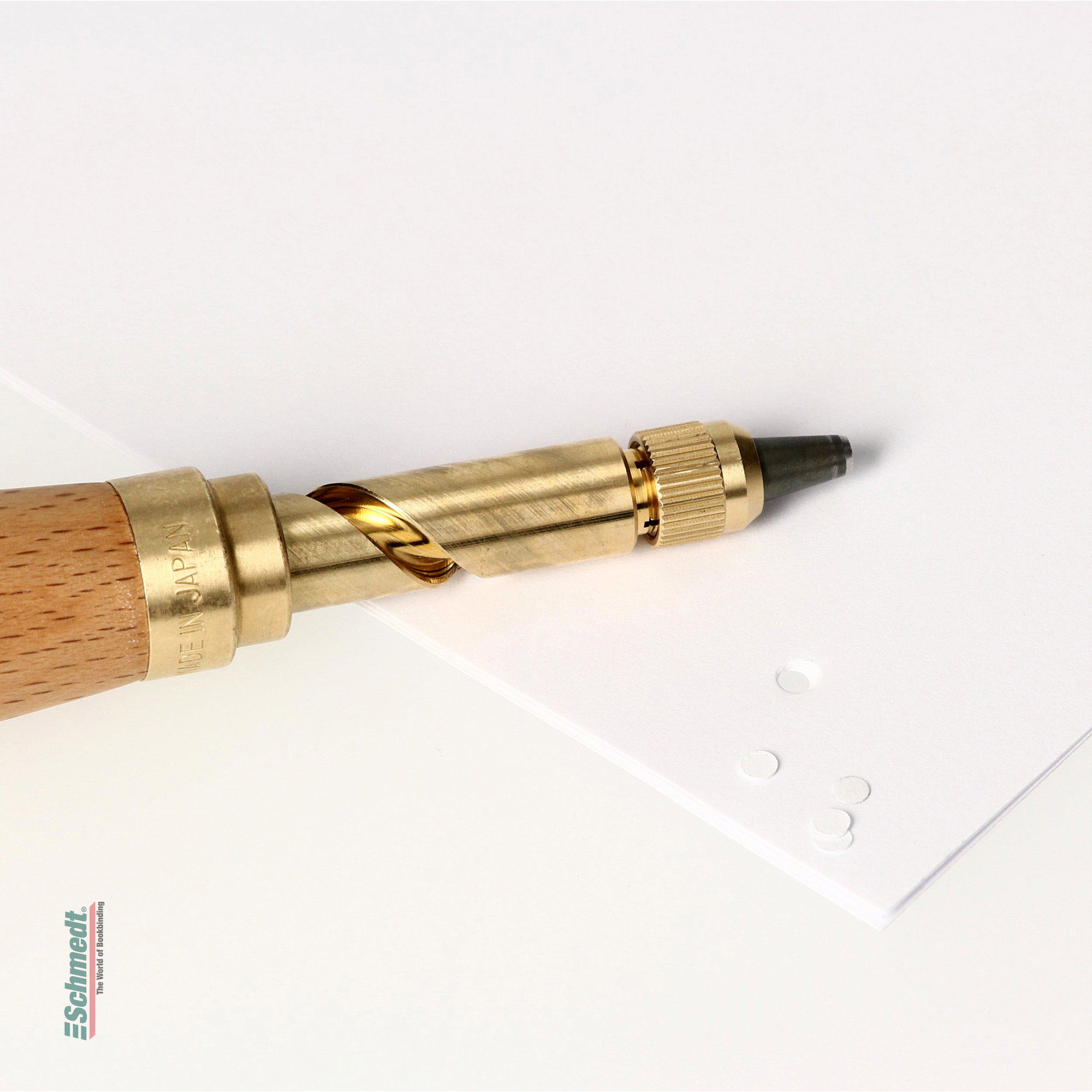 Screw punch - manual paper drill - Total length: 14 cm - with wooden handle - Application : to make super fine clean cut holes in paper, car... - image-4
