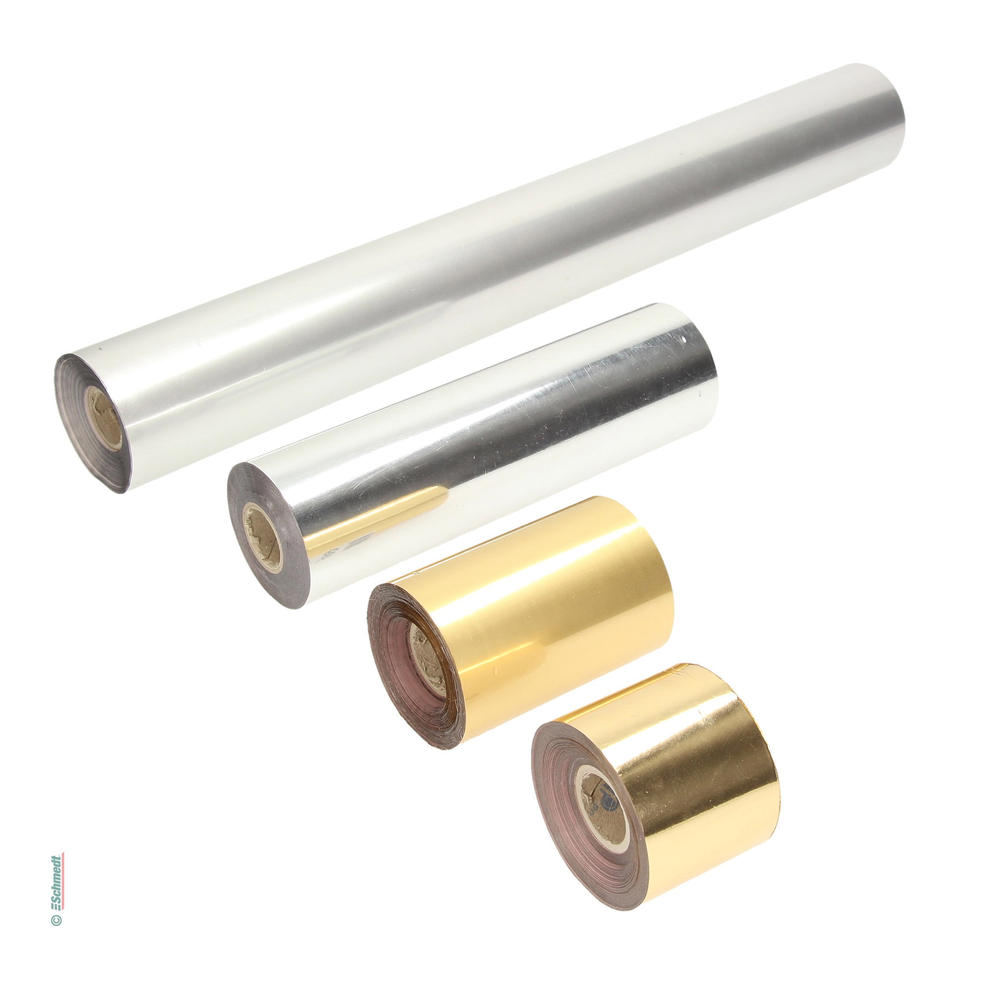 Ruban à dorer à chaud, metallisé - Type 71 - Longueur de rouleau: 122 m - Applications:
Reliure: toiles à surfaces ouvertes et revêtues, ba... - image-1