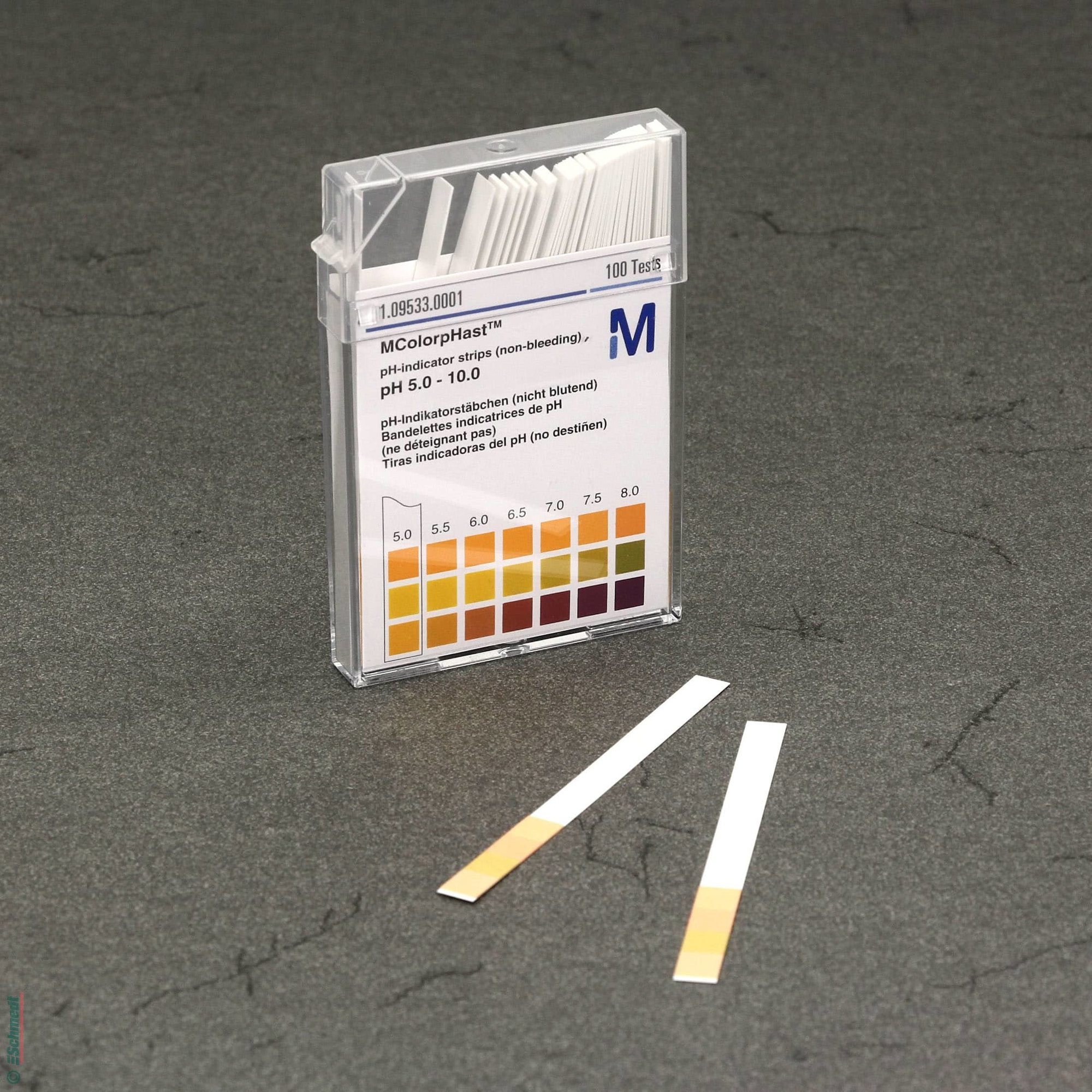 Bandelettes indicatrice de pH - Plage de mesure pH 5 - 10 - pour mesurer la valeur pH de la surface d'un produit...