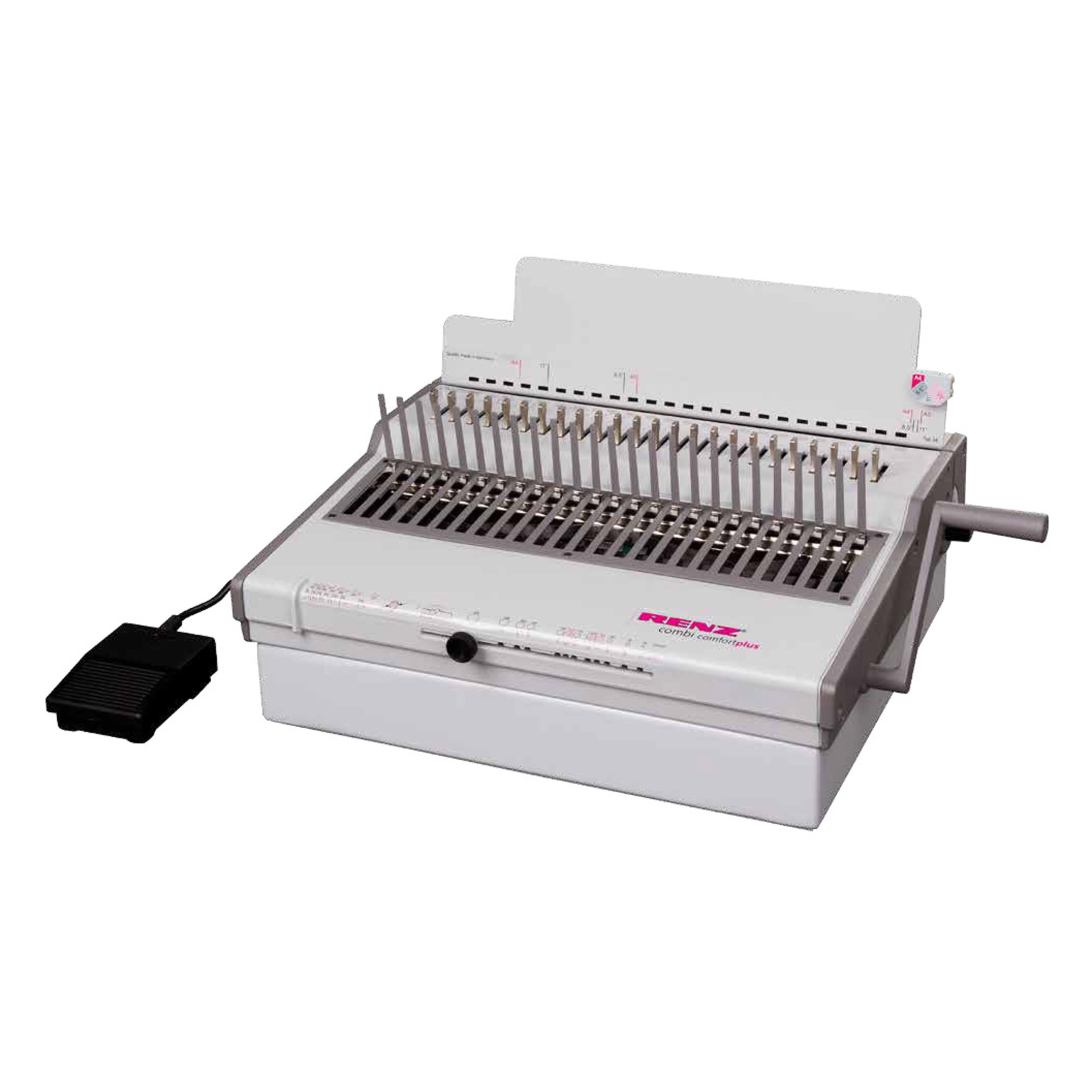 RENZ Combi comfortplus - Plastikbindegerät - Elektr. Stanz- und Handbindemaschine bis 34 cm - Anwendungen: zum Binden von Lose-Blatt-Sammlun...