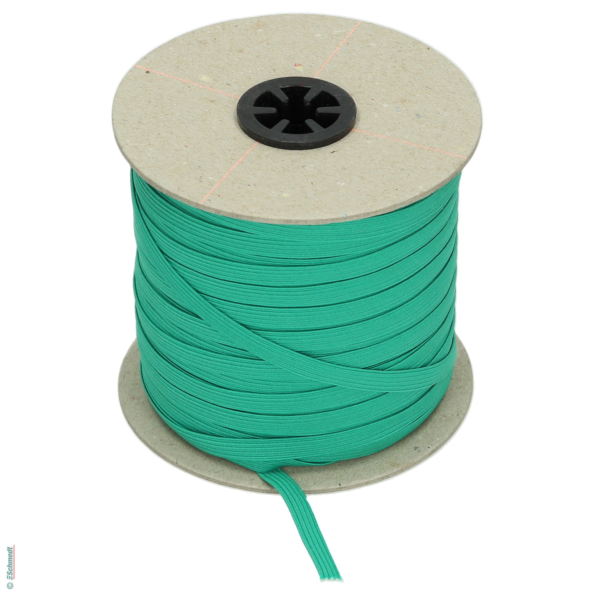 Flat rubber lace • approx. 7 mm wide - Colour 019 - green - Roll length (in m) 10 - May also be equipped with metal barbs (item 5390-99X) or...