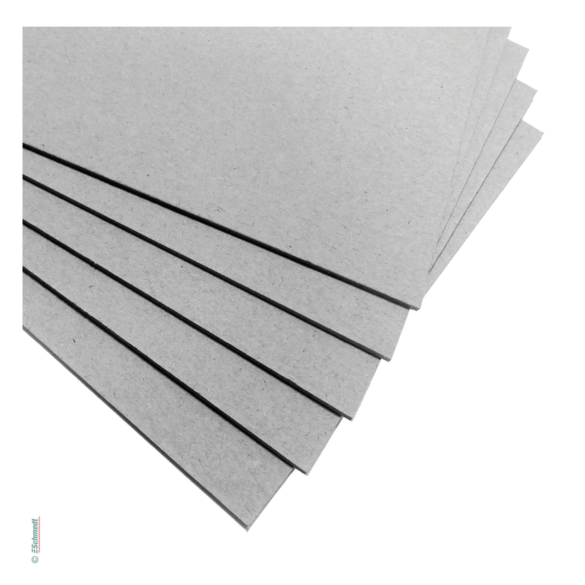 Grey board, superior quality / pre-cut sheets - both sides strongly glazed - high rigidity - for the production of hardcover book cases (pan...