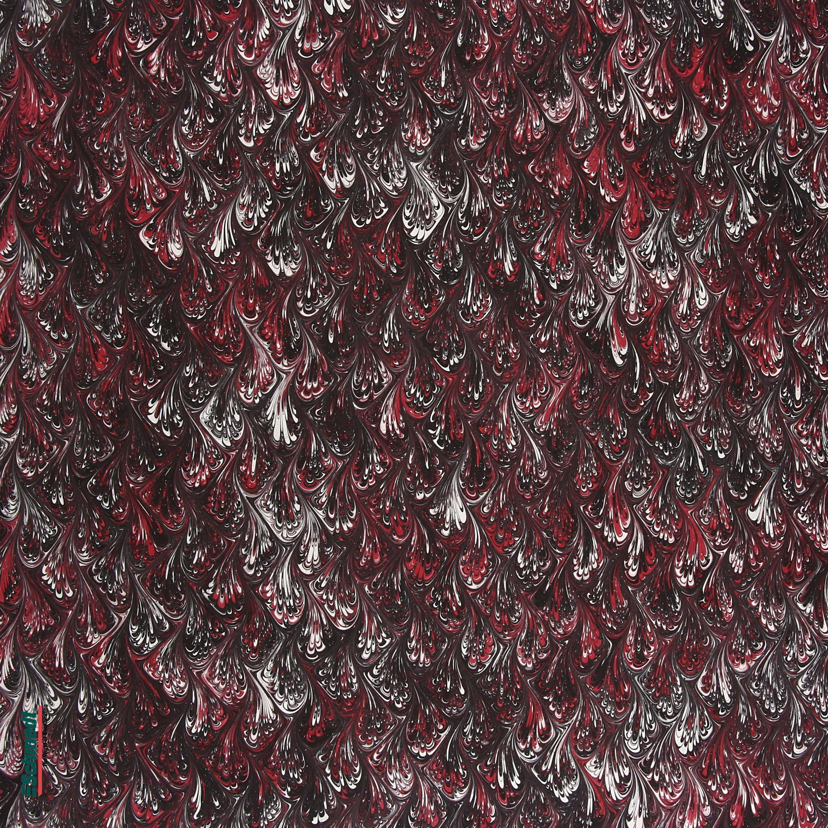 French marbled paper Type "Comb" - Colour 517 - red/black - for book covers, boxes or crafts...