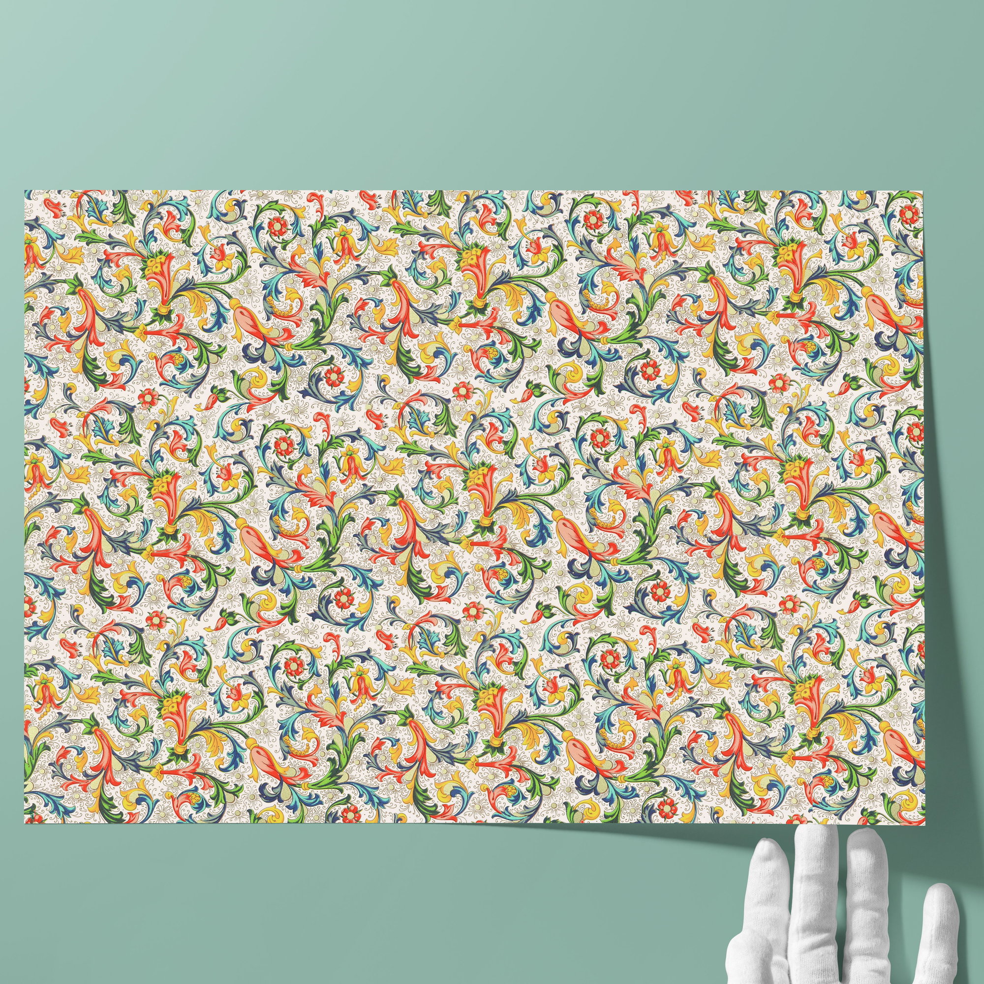 Florentiner-Papier, matt - Farbe 028 - Petit Fleur Nr. 8 - italienisches Buntpapier als Bezugspapier für Bücher, Schachteln und Boxen oder z... - Bild-2