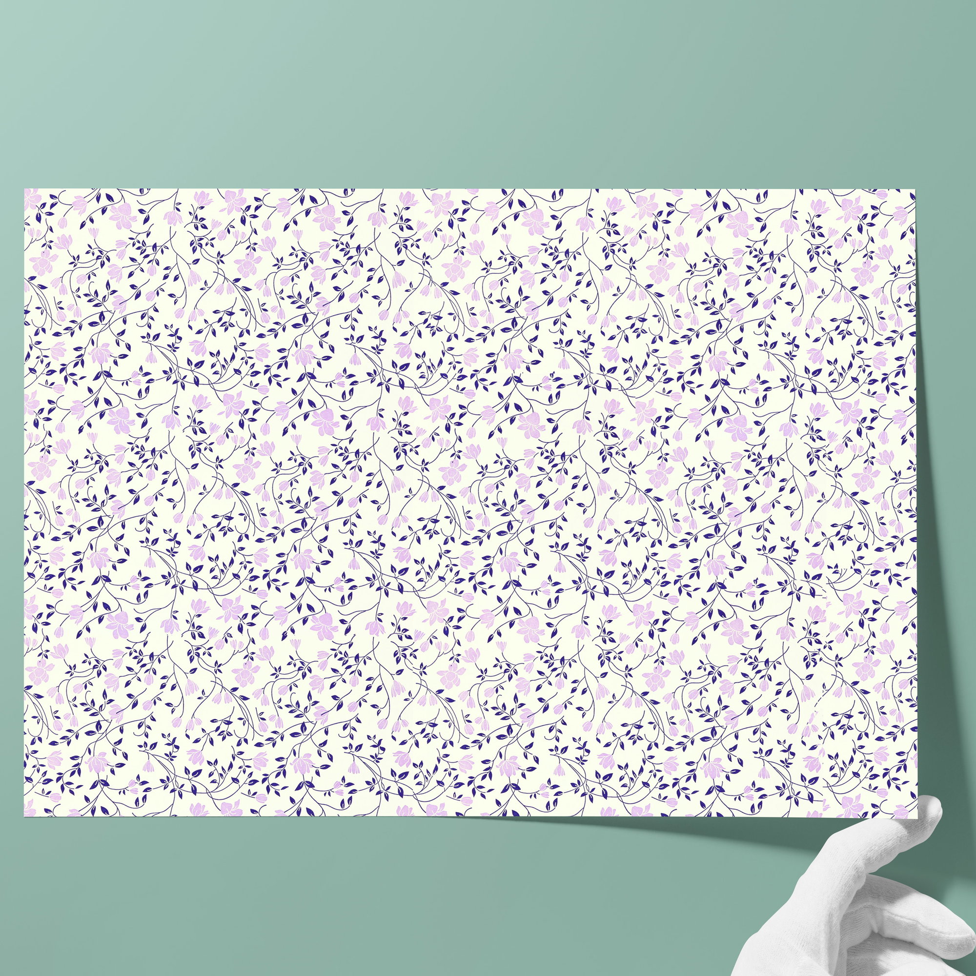 Buntpapier, geprägt | Flächengewicht: 120 g/m² - Farbe 023 - Jasmin-Blüten - bedrucktes Papier als Bezugspapier für Bücher, Schachteln, Boxe... - Bild-2