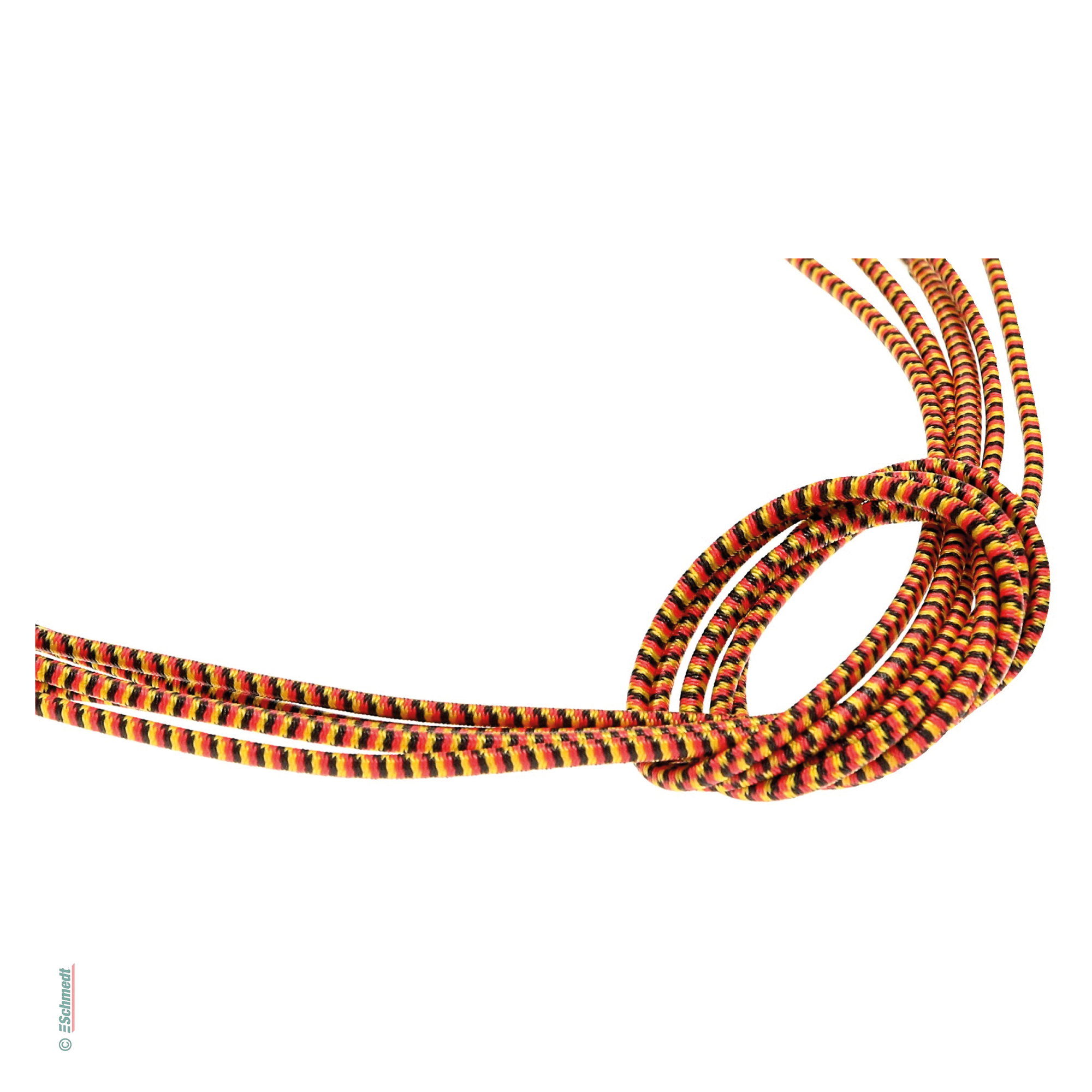 Gummikordel zum Ring geklippt - Farbe 113 - schwarz/rot/gold - zum Binden oder Verschließen von Mappen, Menükarten, Einladungskarten etc....