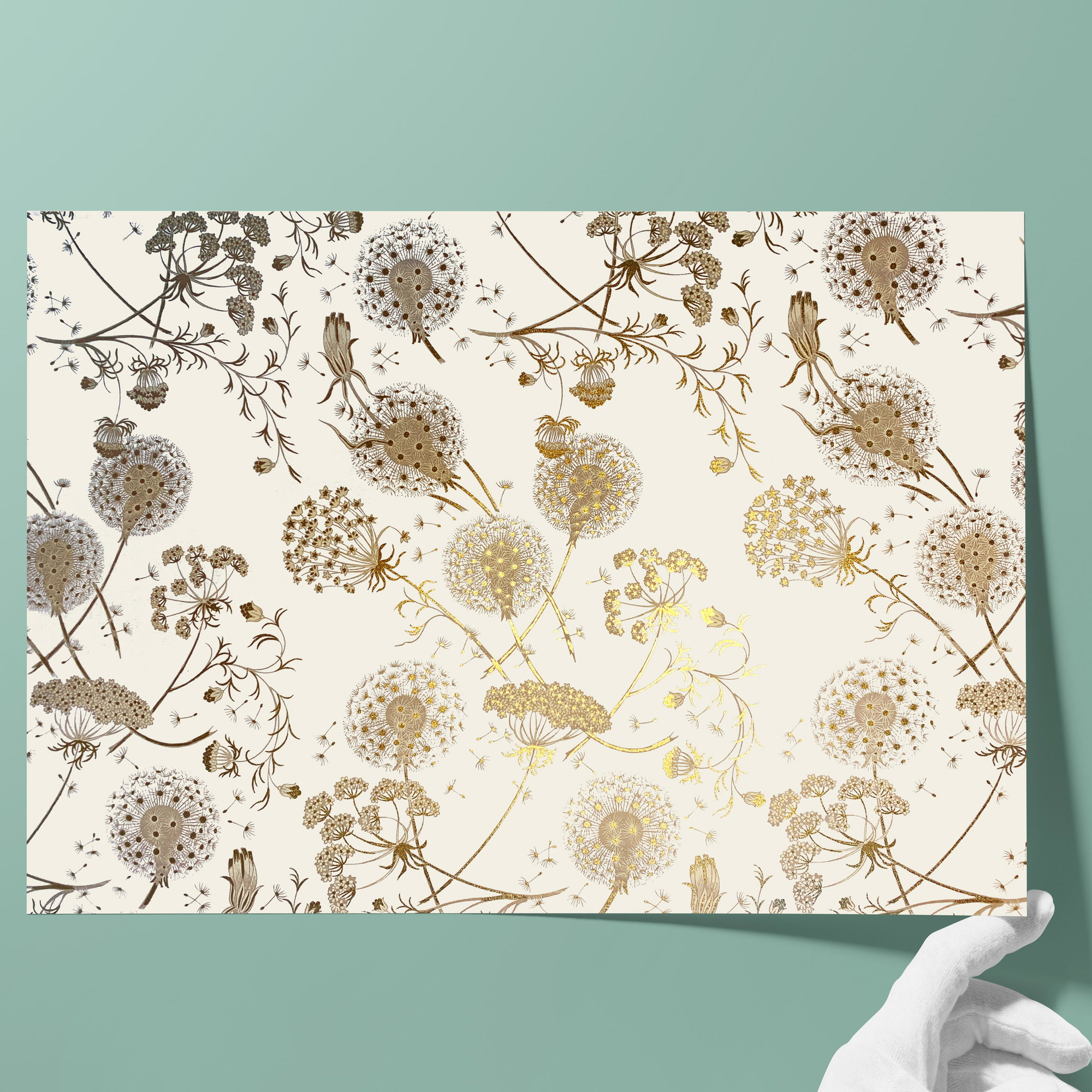Florentiner-Papier, matt - Farbe 135 - Pusteblumen - italienisches Buntpapier als Bezugspapier für Bücher, Schachteln und Boxen oder zum Aus... - Bild-2