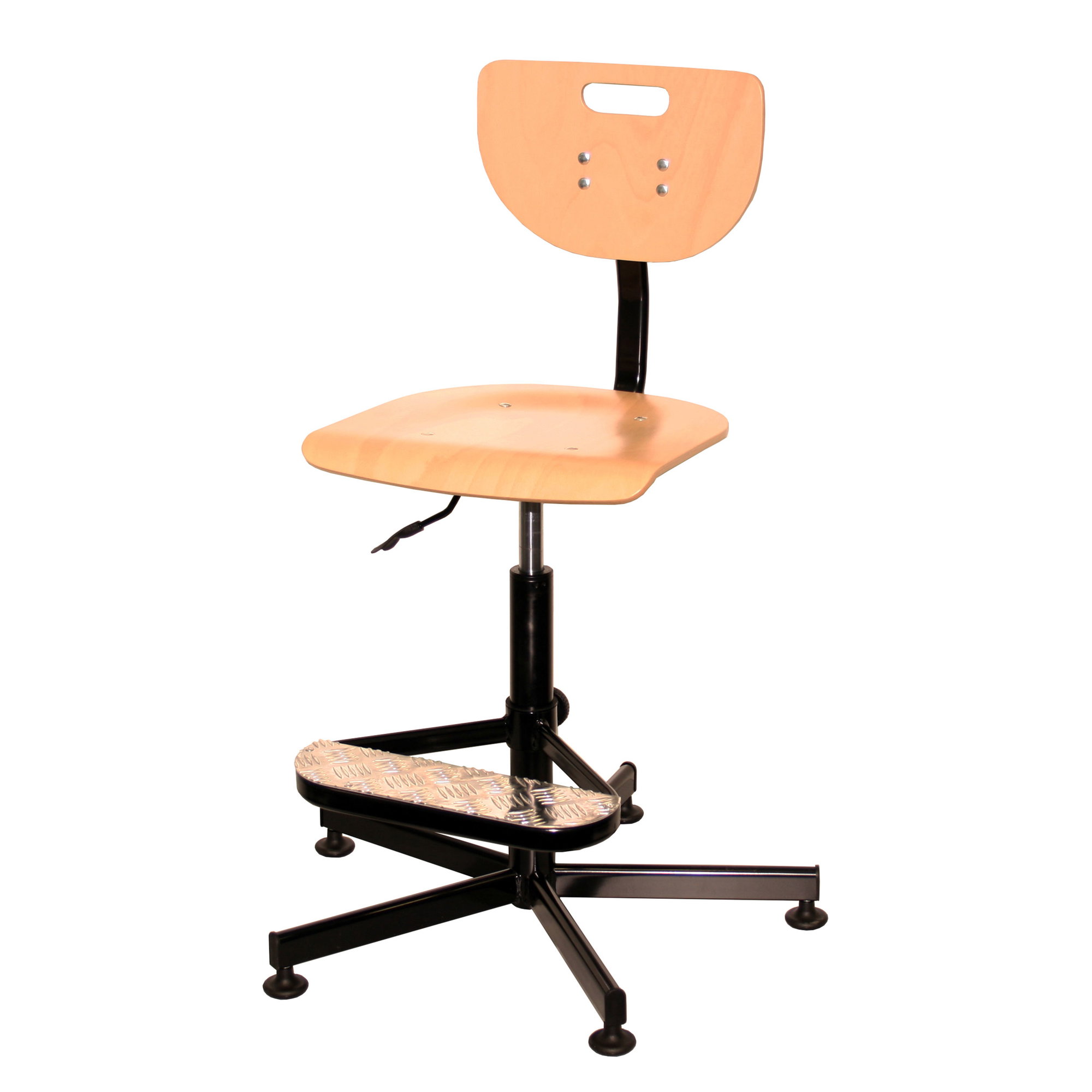 Chaise Type Werek - avec assise et dossier en contreplaqué de hêtre - Chaise avec assise et dossier en contreplaqué de hêtre et base métalli... - image-1