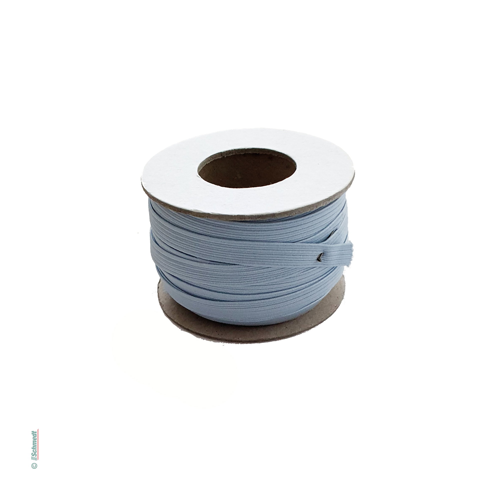 Flat rubber lace • approx. 7 mm wide - Colour 025 - blue-grey - Roll length (in m) 10 - May also be equipped with metal barbs (item 5390-99X...