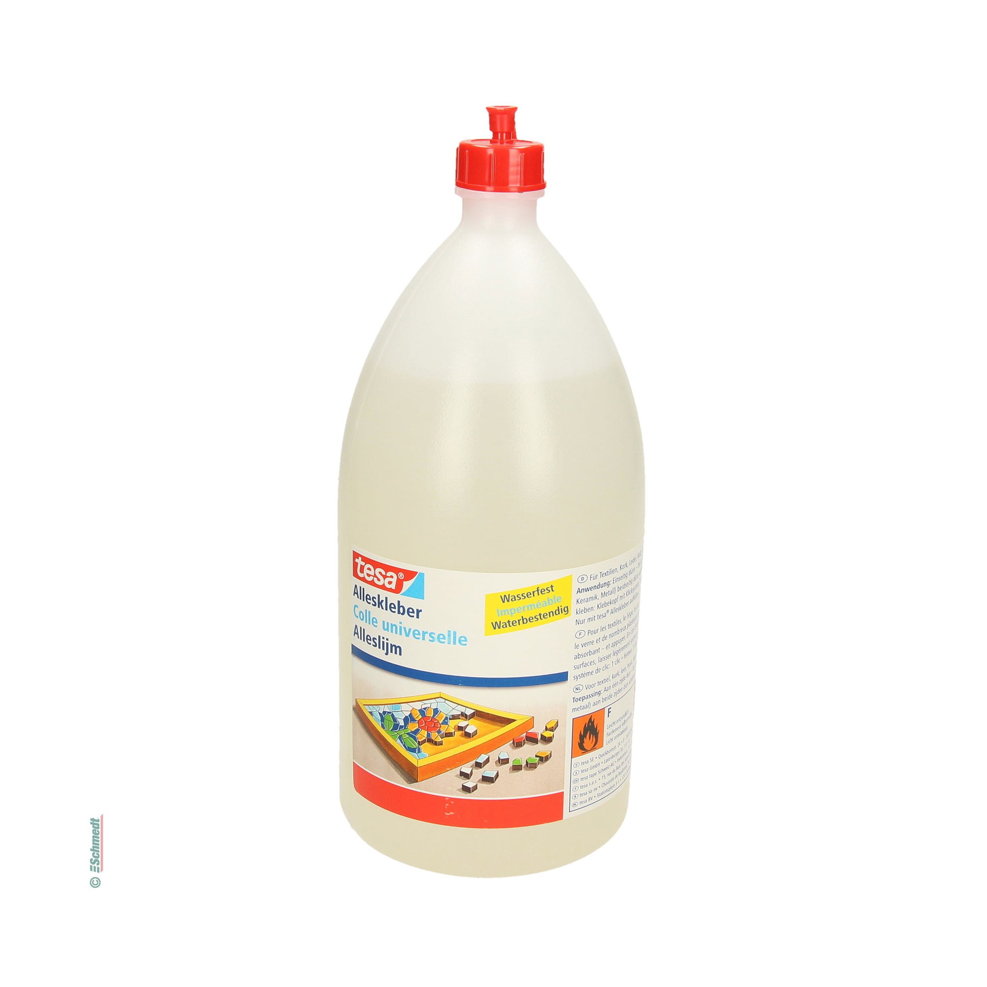 tesa Alleskleber - colle universelle - Colle liquide - bouteille à 1750 g - Colle pratiquement tous les types de papier, de photos, de tissu...