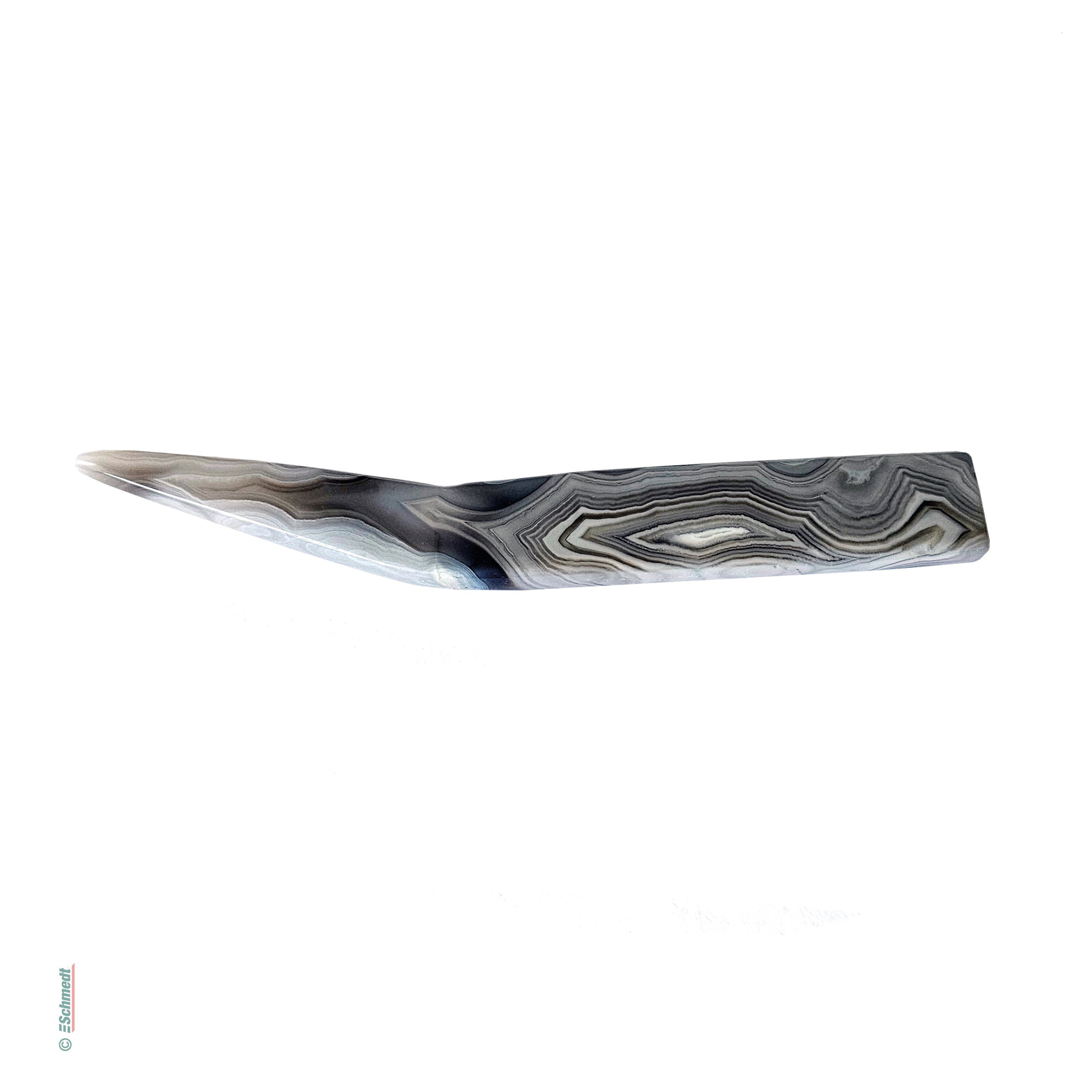 Plioir en agate - courbé, une extrémité pointue - Outil indispensable pour reliurs et restaurateurs pour créér des plis forts dans papier, p...