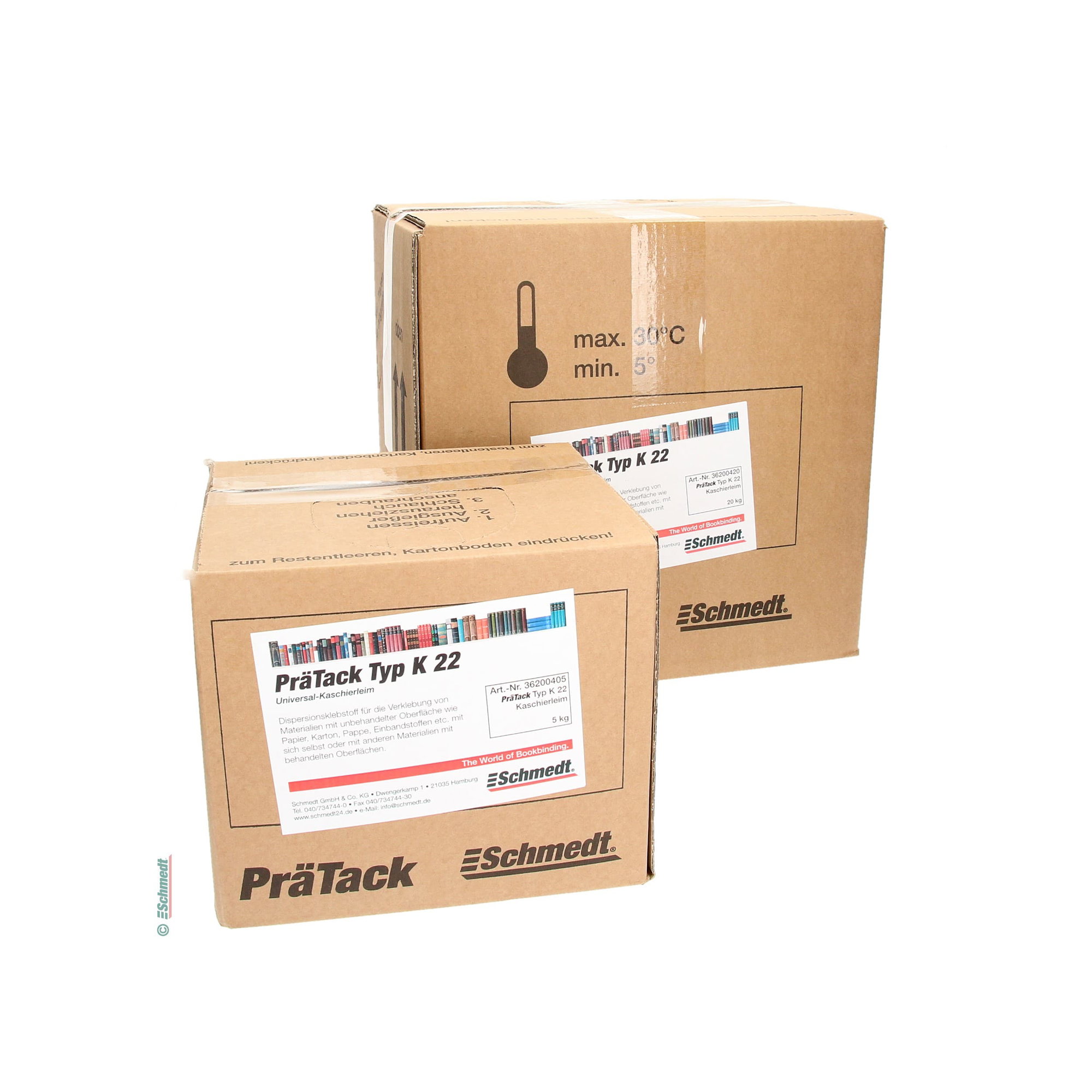 PräTack K22 - Cola de dispersión para contracoloar - para el contracolado de materiales de superficie sin tratar como papeles, cartones, car... - imagen-1