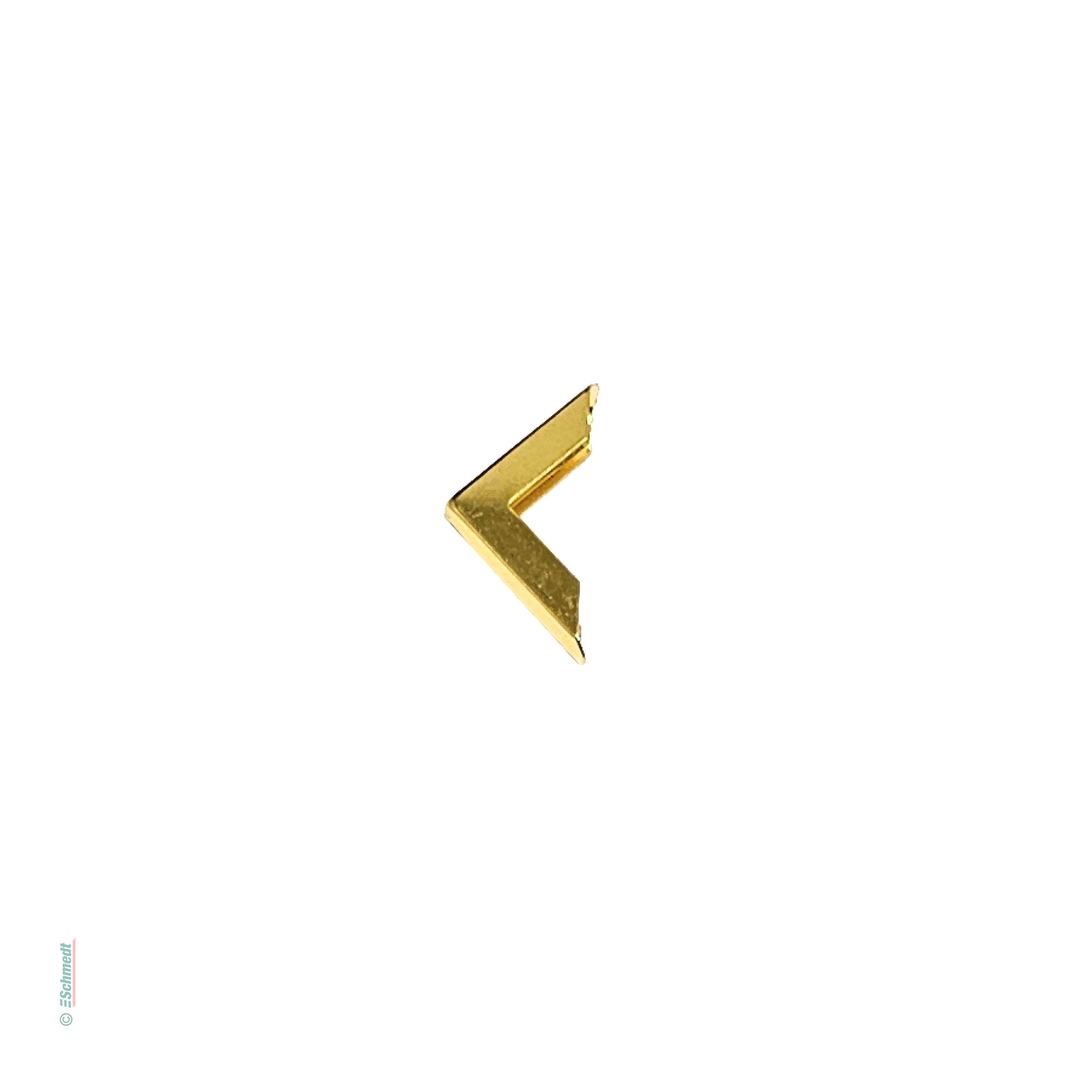 Buchecke aus Metall • Gerade - Abmessungen 22 x 22 mm - Farbe gold - zum Anbringen an die Ecken von  Büchern, Taschenkalendern, Speisekarten...