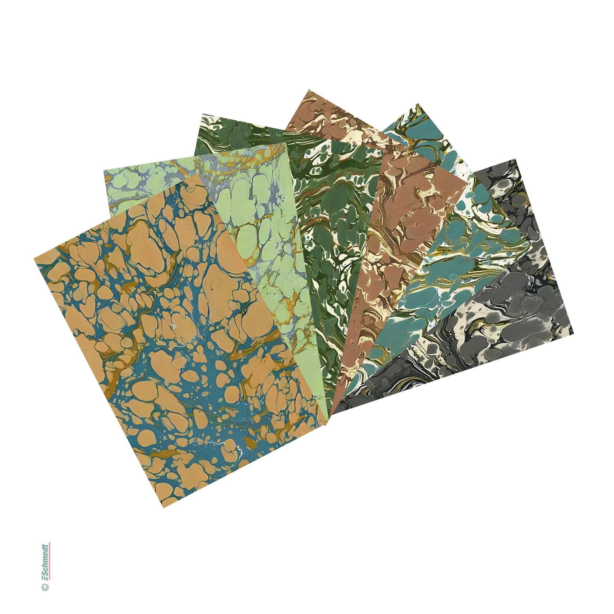 Französisches Sonnen-Marmorpapier - Flächengewicht: ca. 100 g/m² - Beziehen von Bucheinbänden, Kästen, Schachteln oder für Bastelarbeiten...