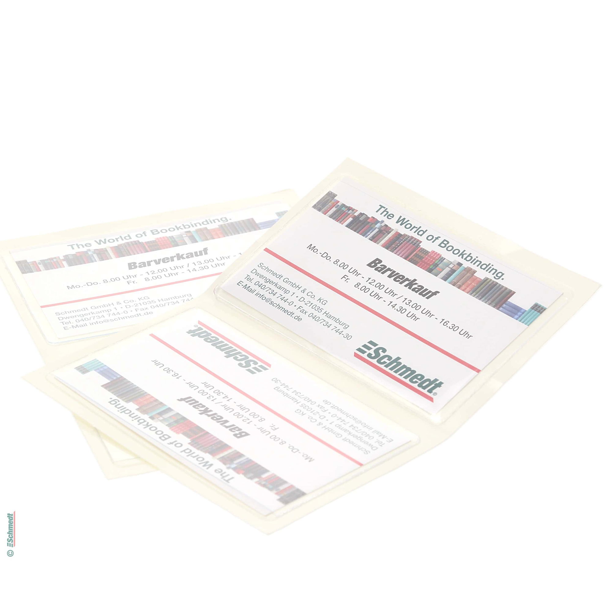 Business card pouches made of transparent film - self-adhesive back side - to mount business cards... - image-3