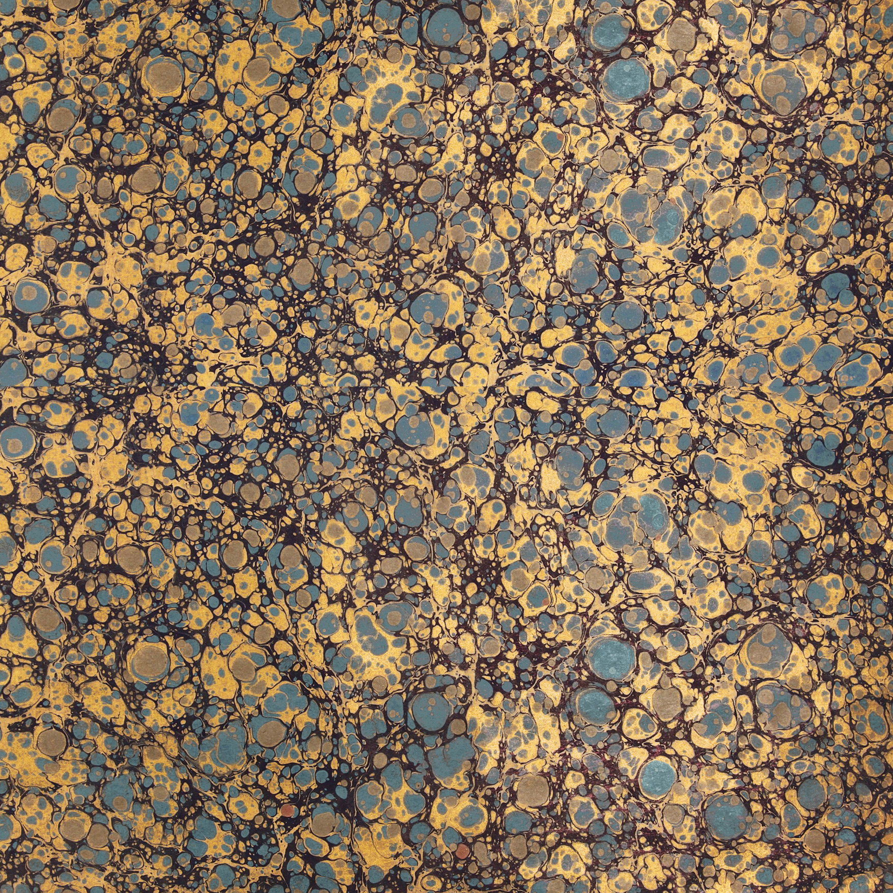 Papel marmolado genuino, hecho a mano - Color 070 - azul y oro - Gramaje 90 g/m² - papel cobertor para encuadernaciones de libros, estuches,... - imagen-1