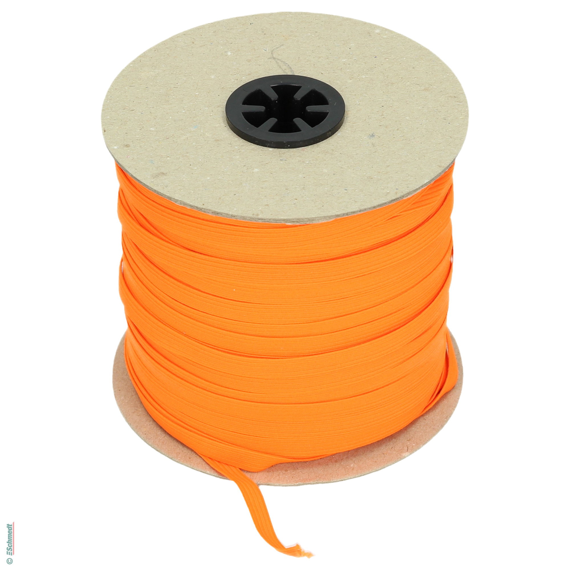 Ruban plat en caoutchouc, élastique • env. 7 mm de large - Couleur 022 - néon orange - Longueur des rlx (en m) 100 - Peut aussi être équipée...