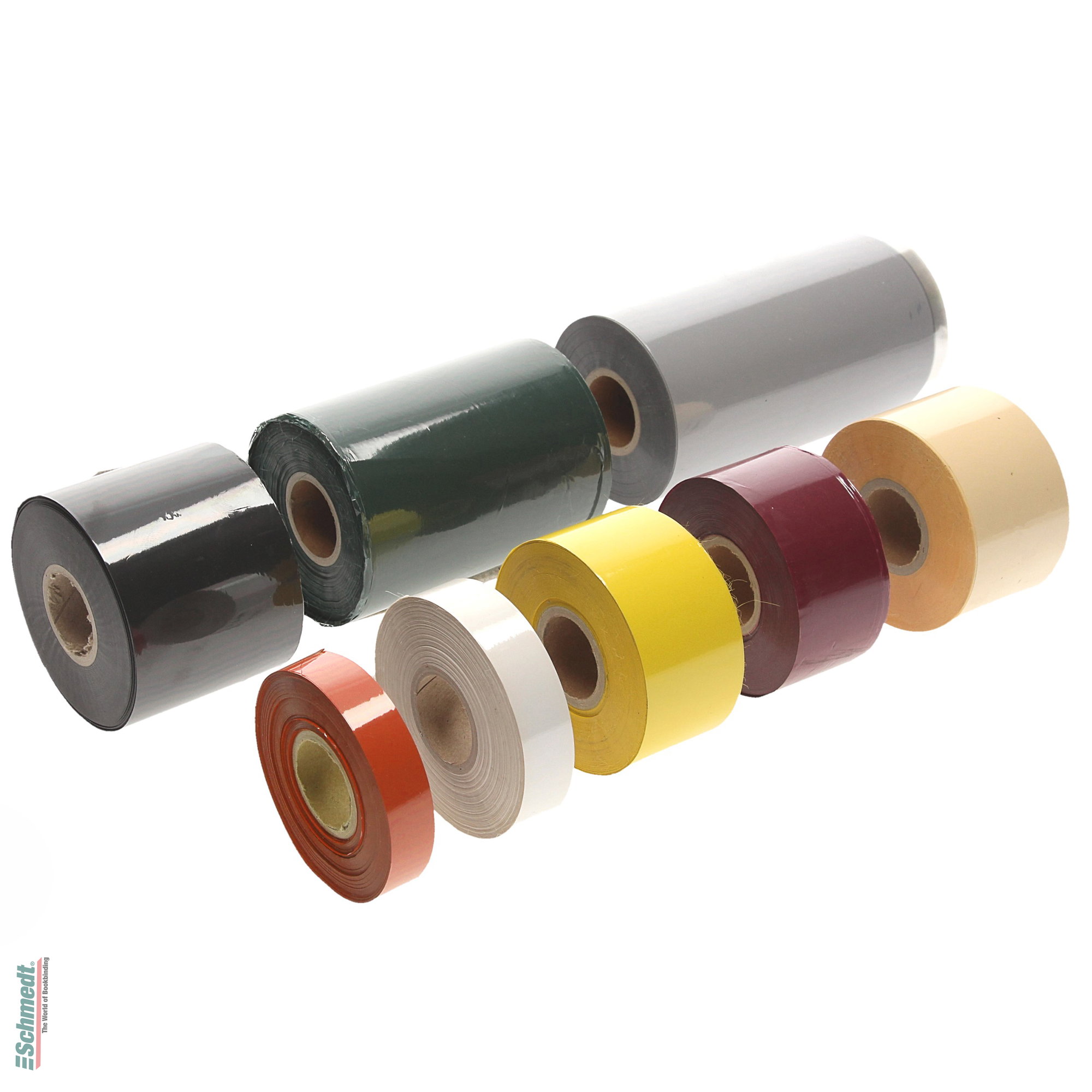 Ruban à dorer à chaud, pigmenté, mat - mat / Longueur de rouleau: 122 m - pour toiles de reliures, cuir, papier et carton.
Convient aussi p... - image-2
