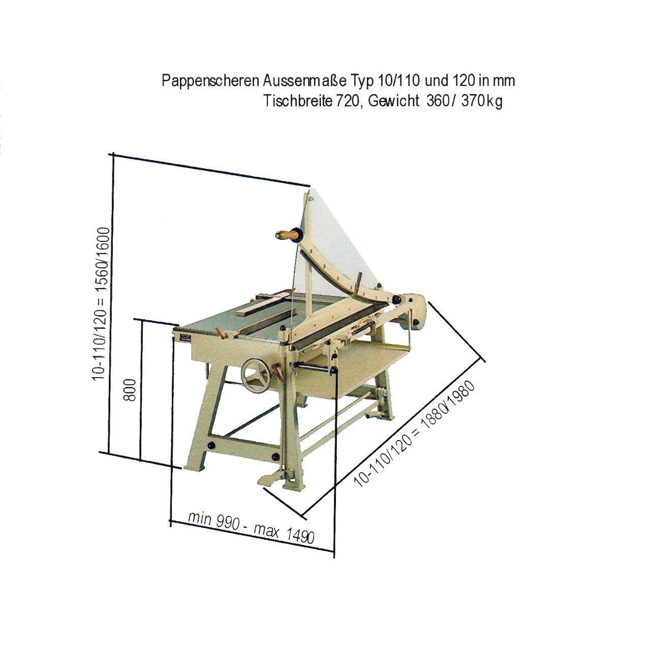Cizalla pesada para cartones Tipo 10 - versión pesada con mesa de hierro fundido macizo - Cizalla para cortar cartón hasta aprox. 3 mm de gr... - imagen-2