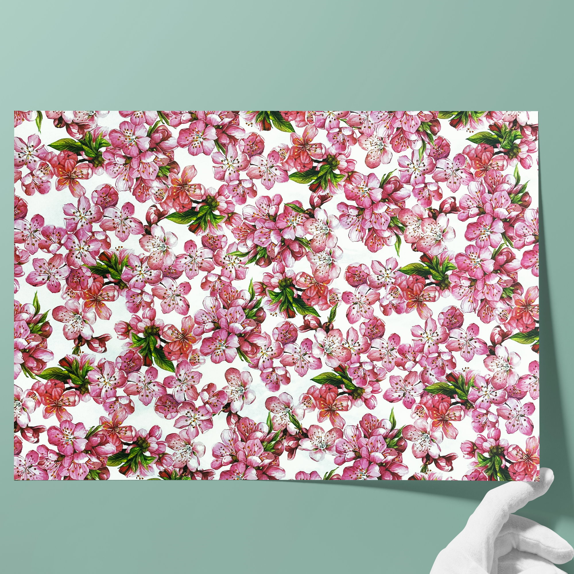 Buntpapier • Flächengewicht: 85 g/m² - Farbe 009 - Magnolien - bedrucktes Papier als Bezugspapier für Bücher, Schachteln, Boxen, Verpackunge... - Bild-2