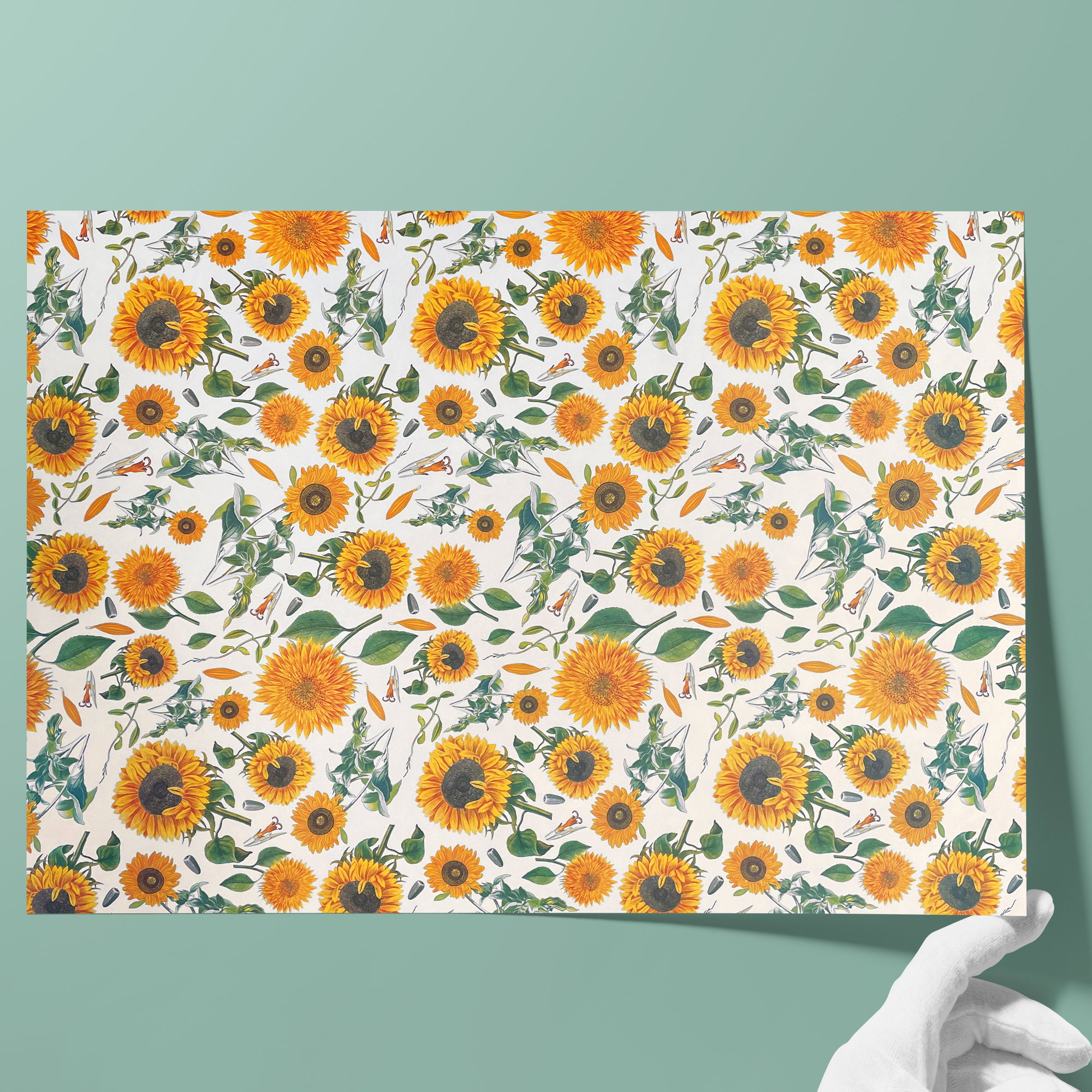 Buntpapier • Flächengewicht: 85 g/m² - Farbe 055 - Sonnenblumen - bedrucktes Papier als Bezugspapier für Bücher, Schachteln, Boxen, Verpacku... - Bild-2