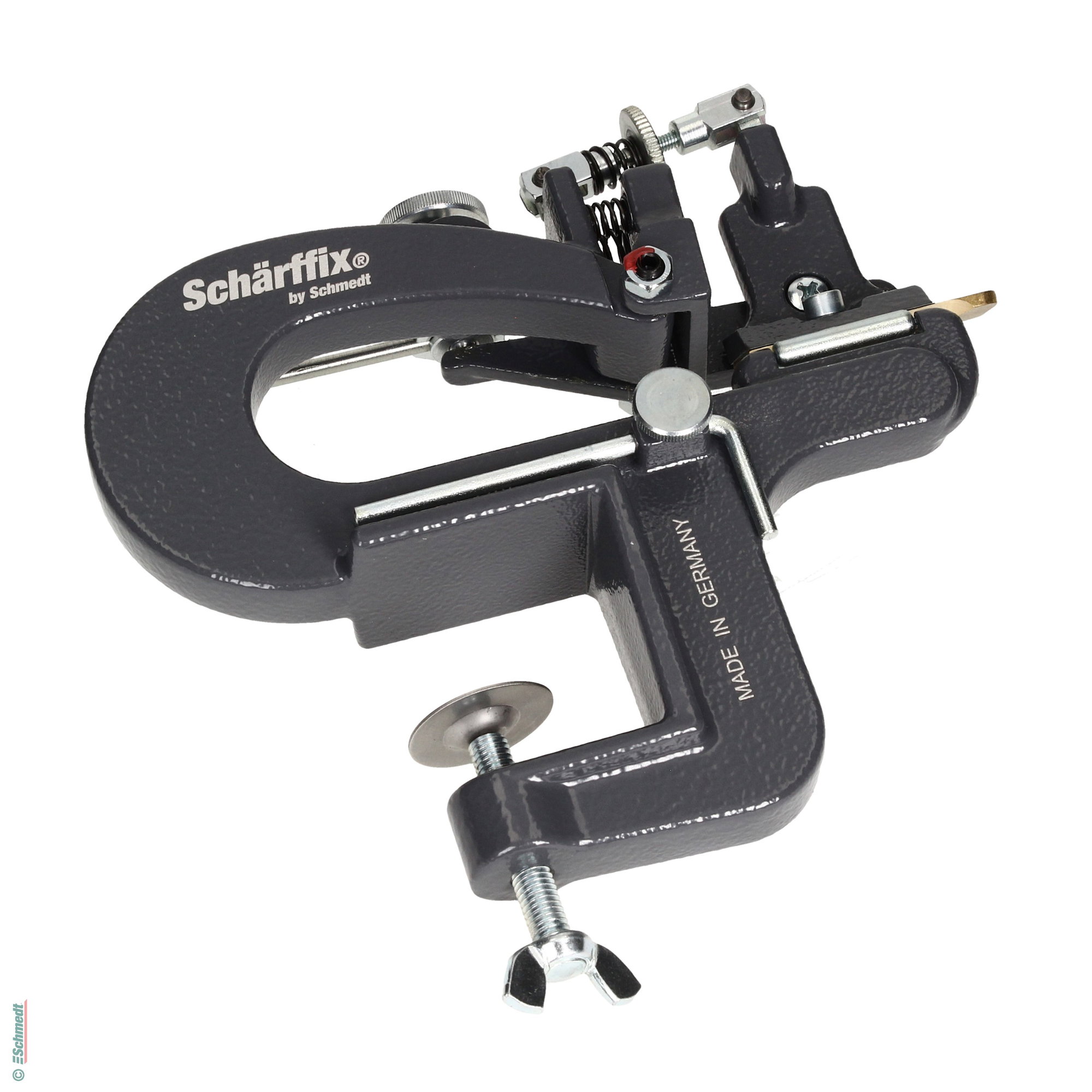 Schärffix® Lederschärfapparat - Farbe schiefergrau - RAL 7015 - Mit diesem Gerät lässt sich Leder für die weitere Verarbeitung ausschärfen (... - Bild-1