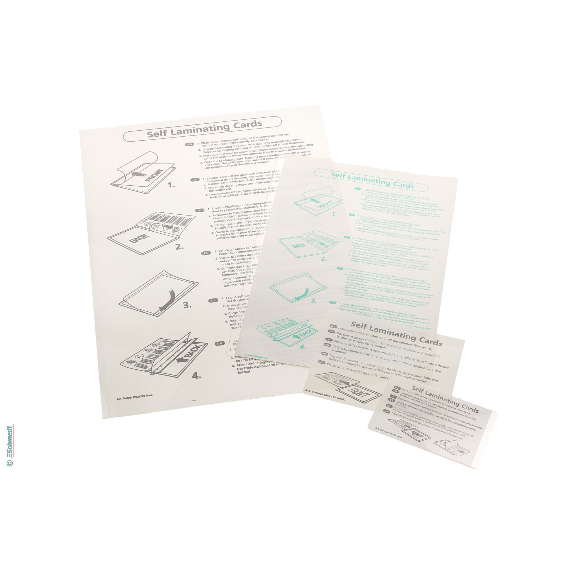 Fundas para plastificar en frío, brillante - de lámina PET - Aplicación: carnés de socio, tarjetas de visita, fotos, instrucciones, carteles...