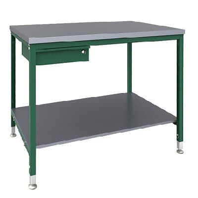 Etabli Type STM-1-P - plateau de 36 mm d'épaisseur, laminé de mélamine - » Dimensions (LxHxP): 130 x 90 x 94 cm
» avec 1 planche intermédia...