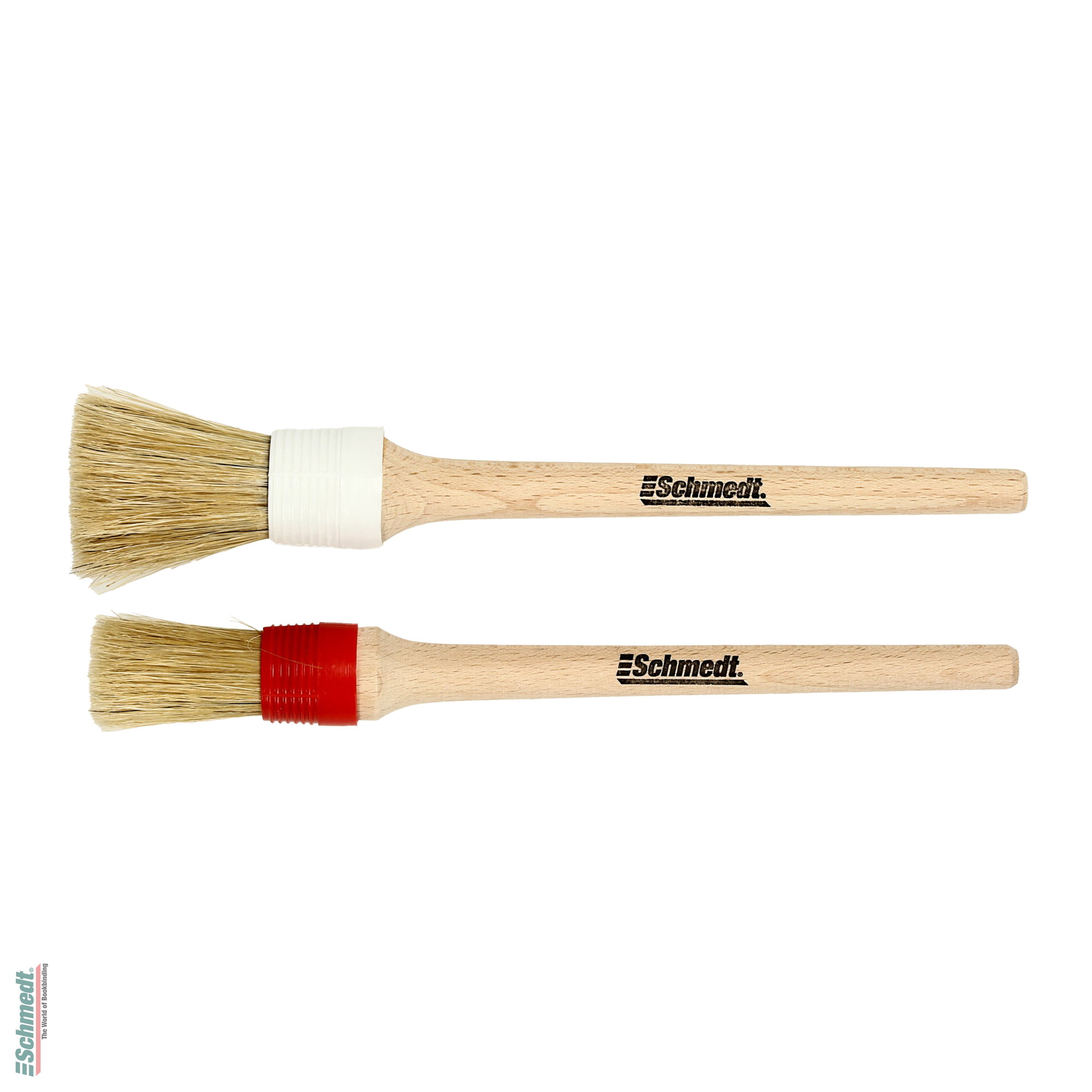 Pinceau à colle blanche. à virole en plastique - avec soies claires, manche en bois - pour appliquer de la colle froide...