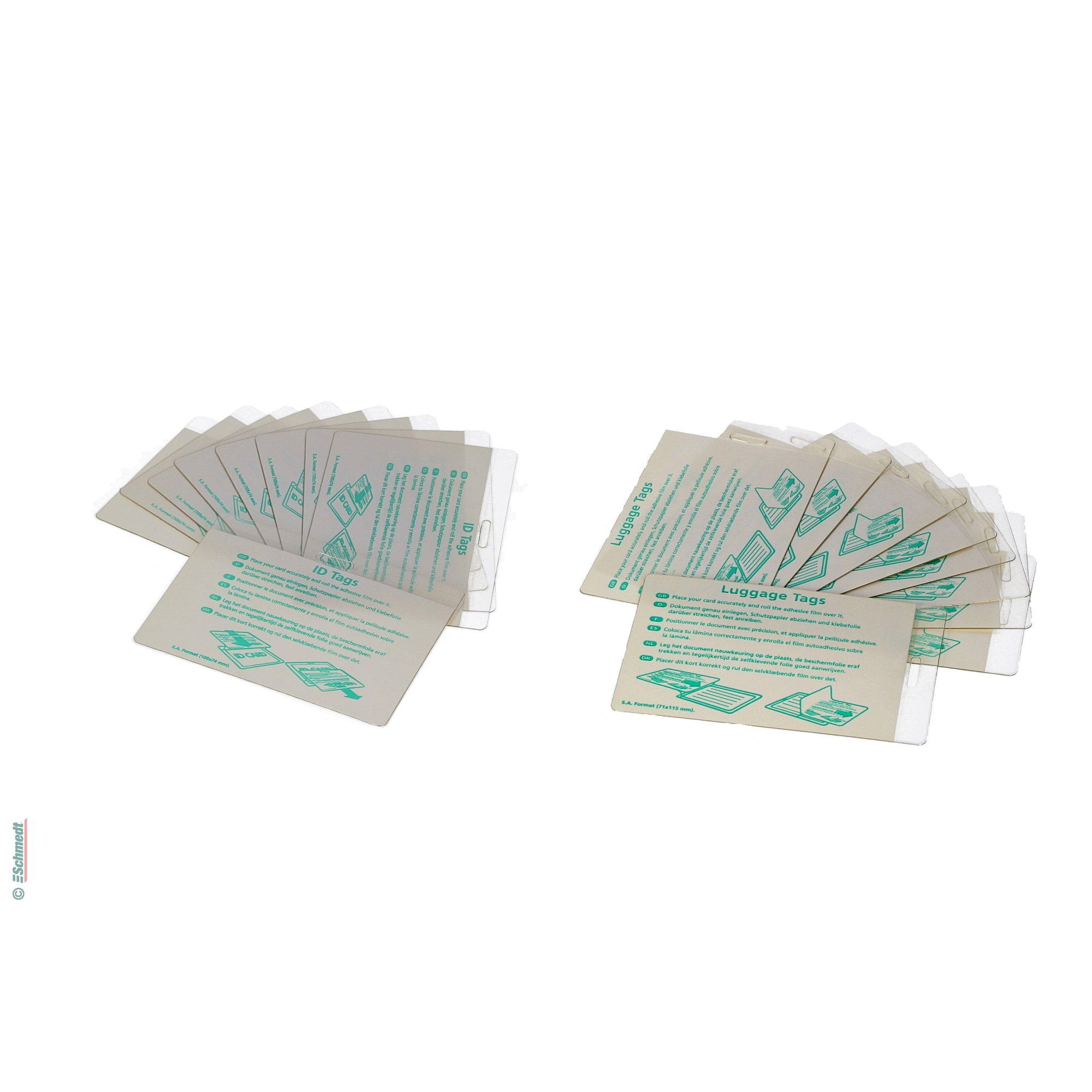Fundas para plastificar en frío avec agujero alargado - brillante, Grosor de la lámina: 0,3 + 0,1 mm - » Para plastificar sin máquina
» Agu...
