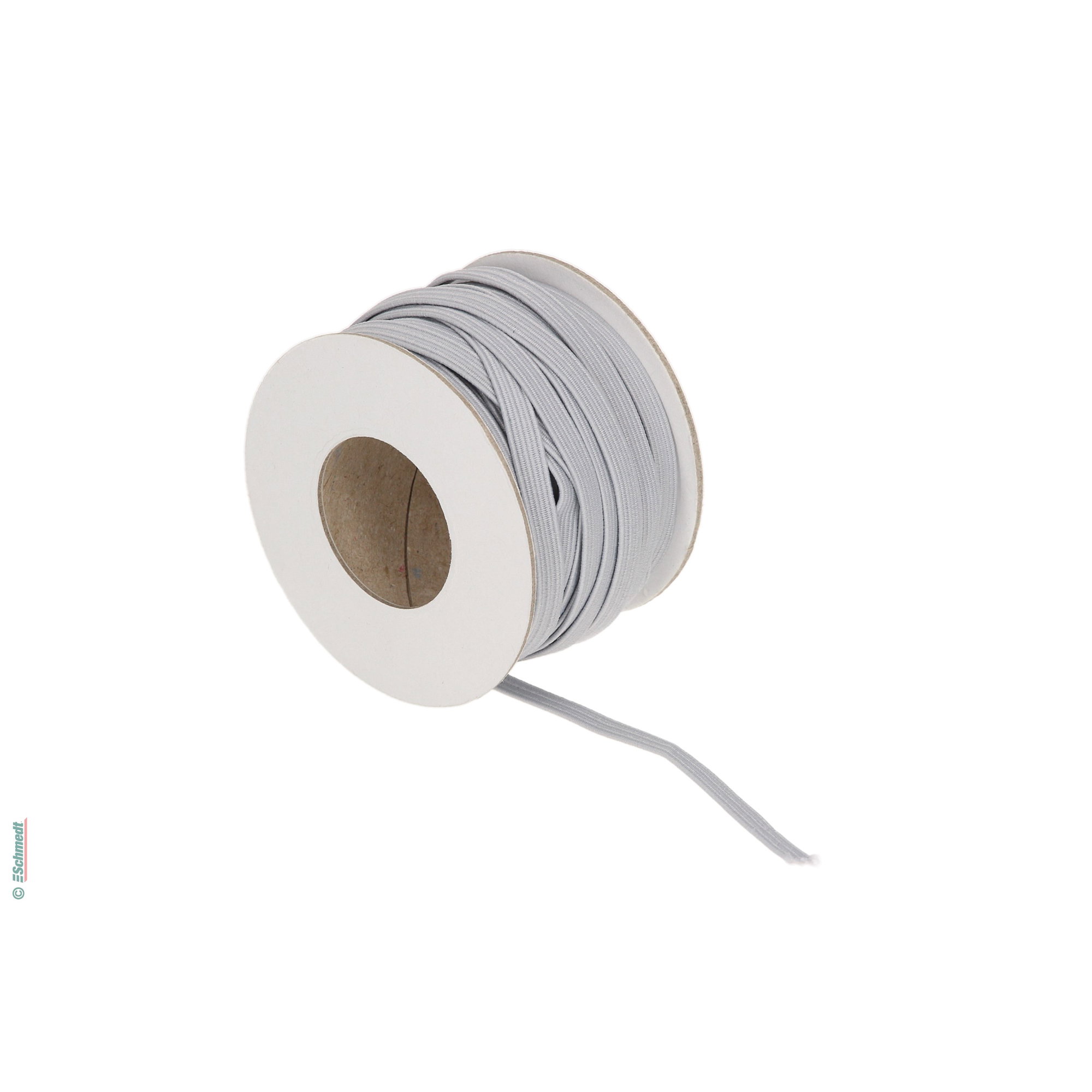 Ruban plat en caoutchouc, élastique • env. 5,5 mm de large - Couleur 003 - gris clair - Longueur des rlx (en m) 100 - Peut aussi être équipé... - image-1