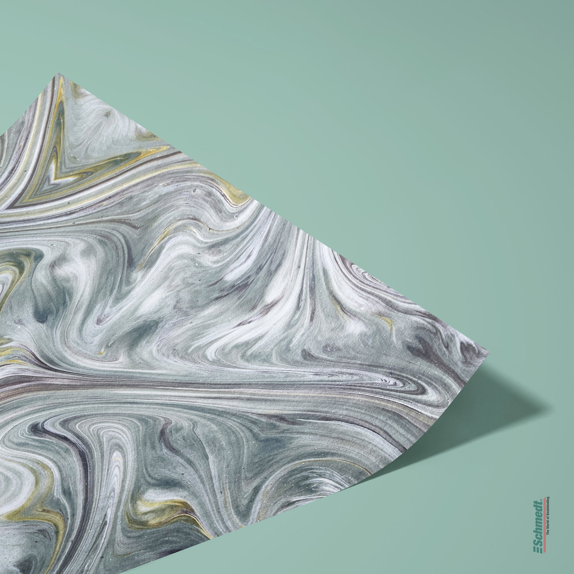 Genuine French marbled paper - Colour 045 - green/grey - Format 65 x 50 cm (SG)... - image-2