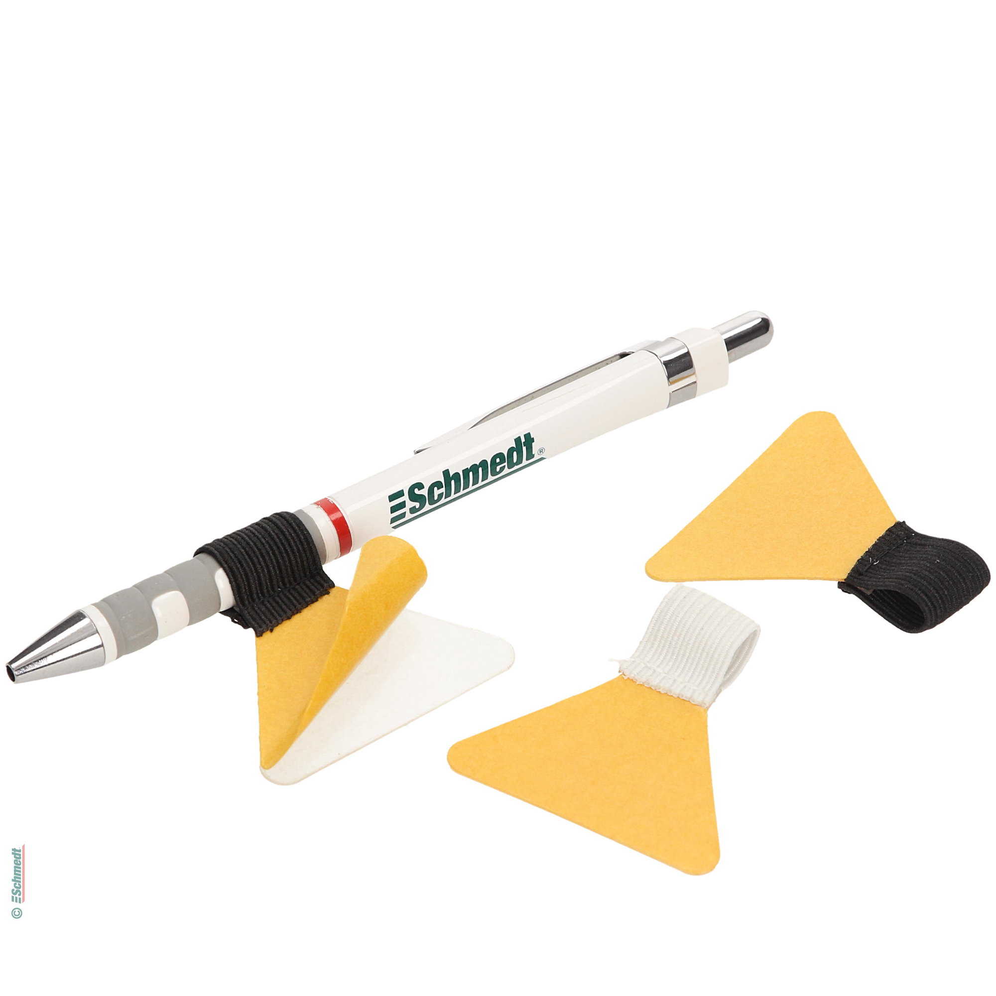 Fixateur pour crayons avec noeud coulant - de ruban plat élastique / autocollant - pour monter un stylo dans agendas, bloc-notes etc....