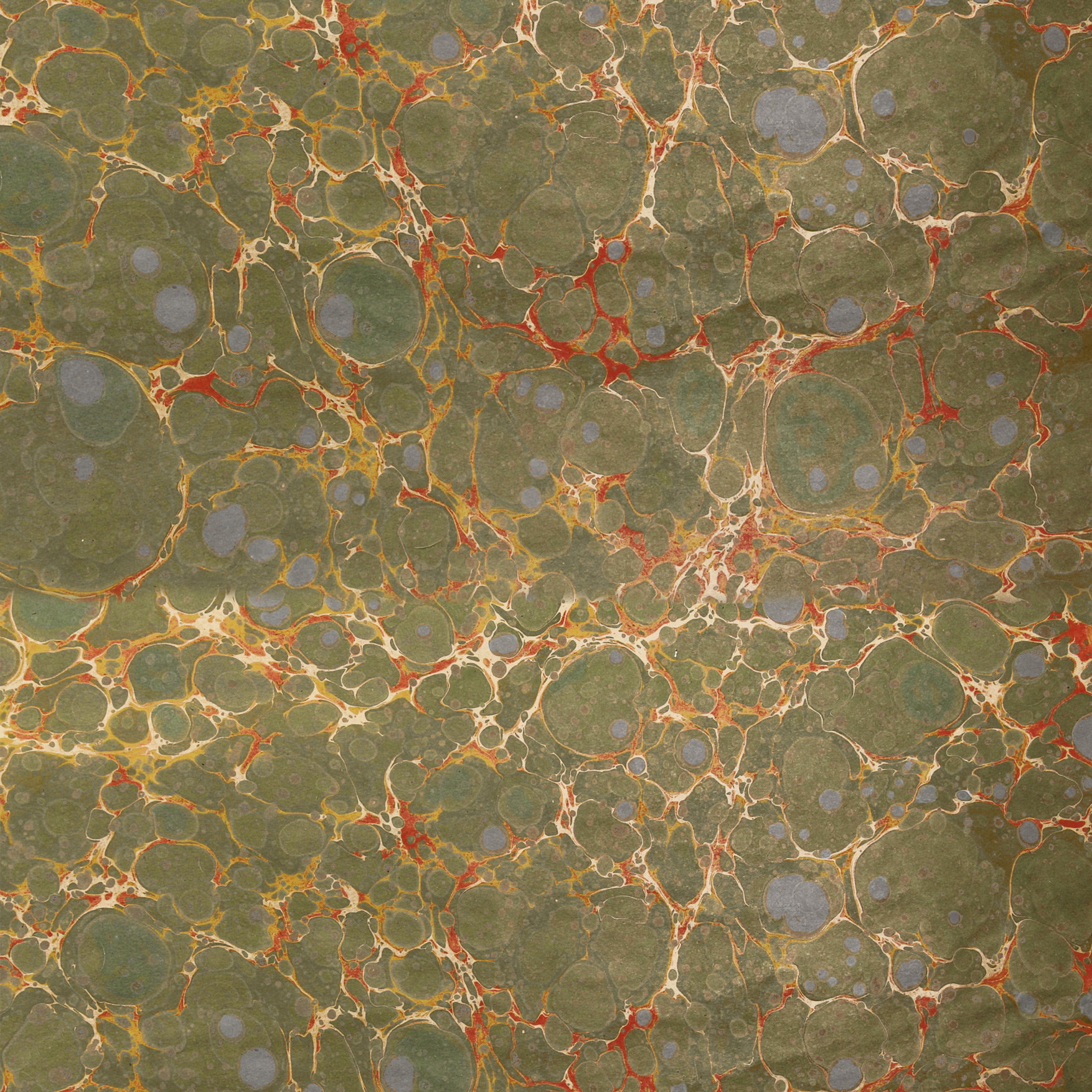 Genuine marbled paper, handmade - Colour 012 - olive veined - Grammage 120 gsm - for book covers, boxes or crafts... - image-1
