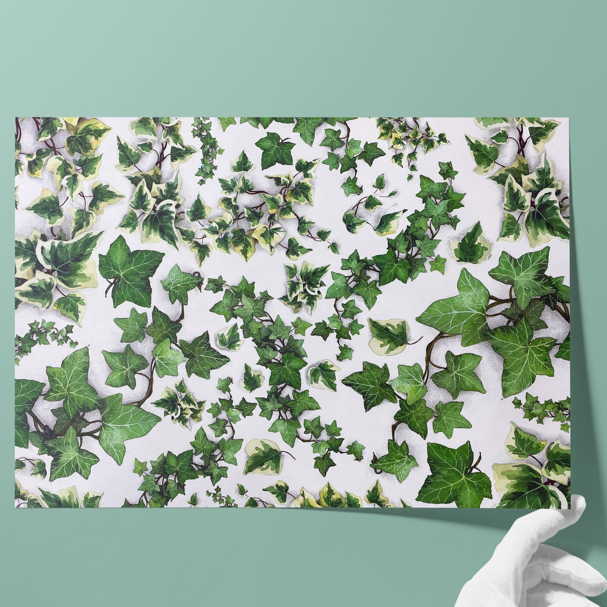 Buntpapier • Flächengewicht: 85 g/m² - Farbe 007 - Efeu - bedrucktes Papier als Bezugspapier für Bücher, Schachteln, Boxen, Verpackungen, Or... - Bild-2